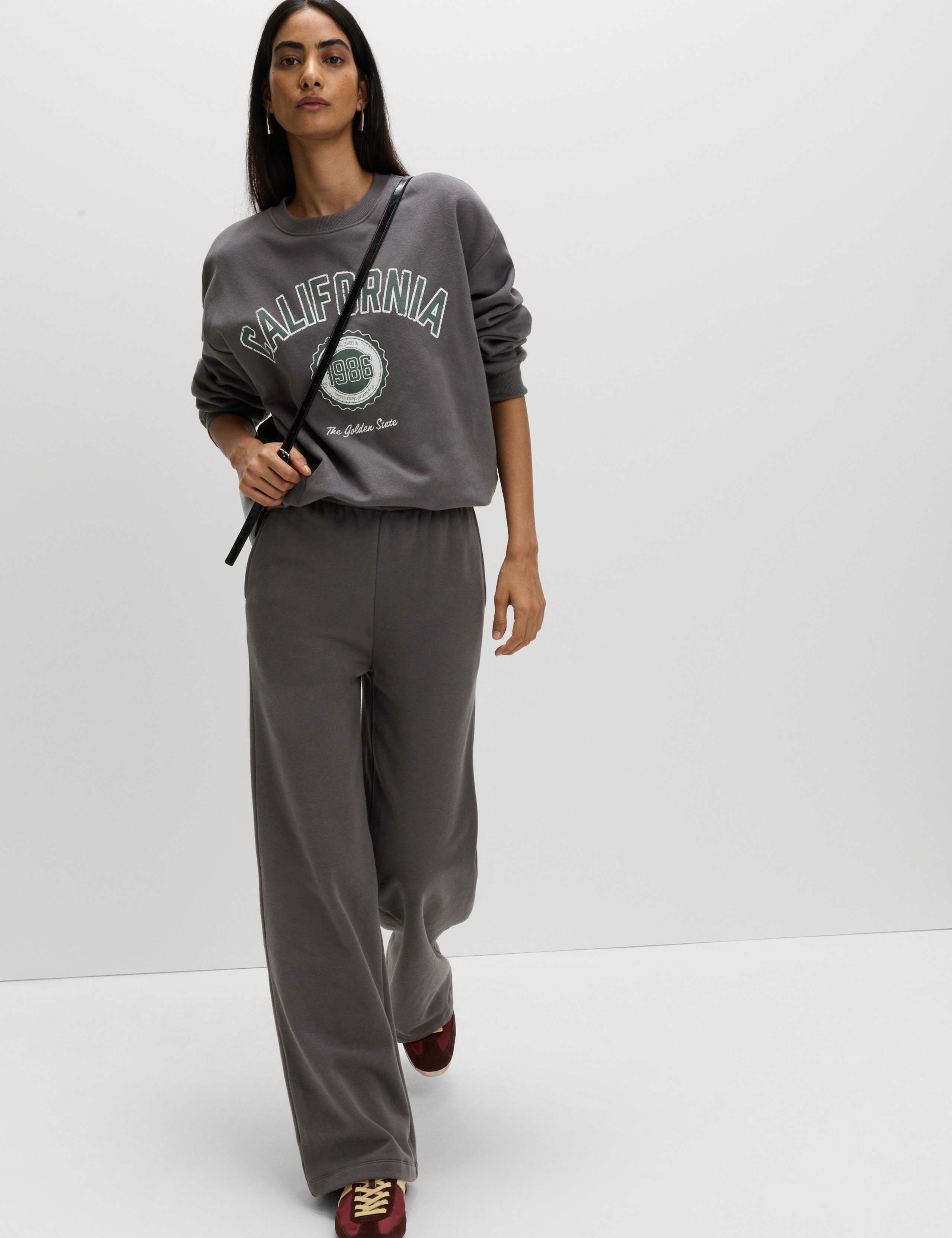 Cotton Rich Drawstring Wide Leg Joggers 1 of 5