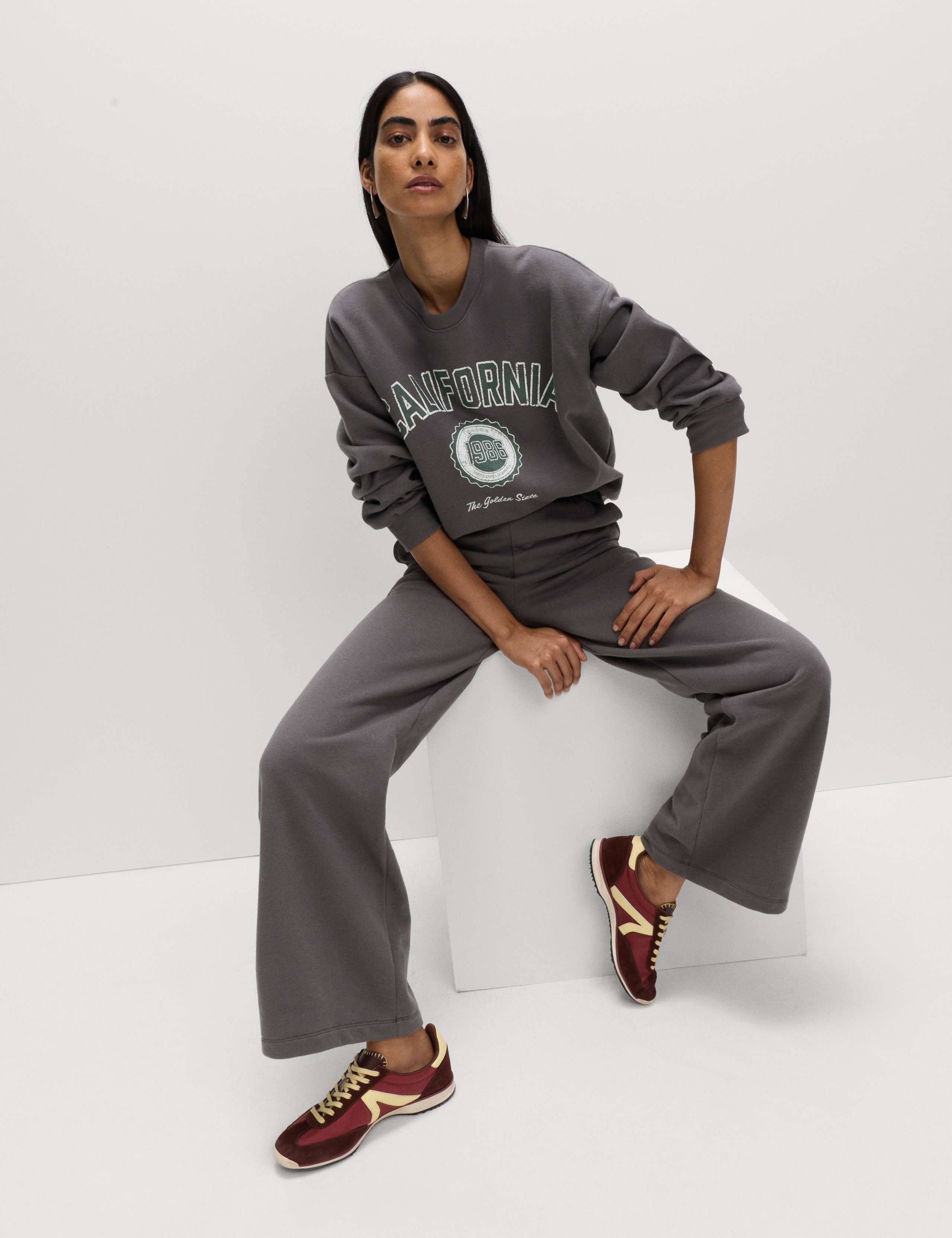 Cotton Rich Drawstring Wide Leg Joggers 3 of 5