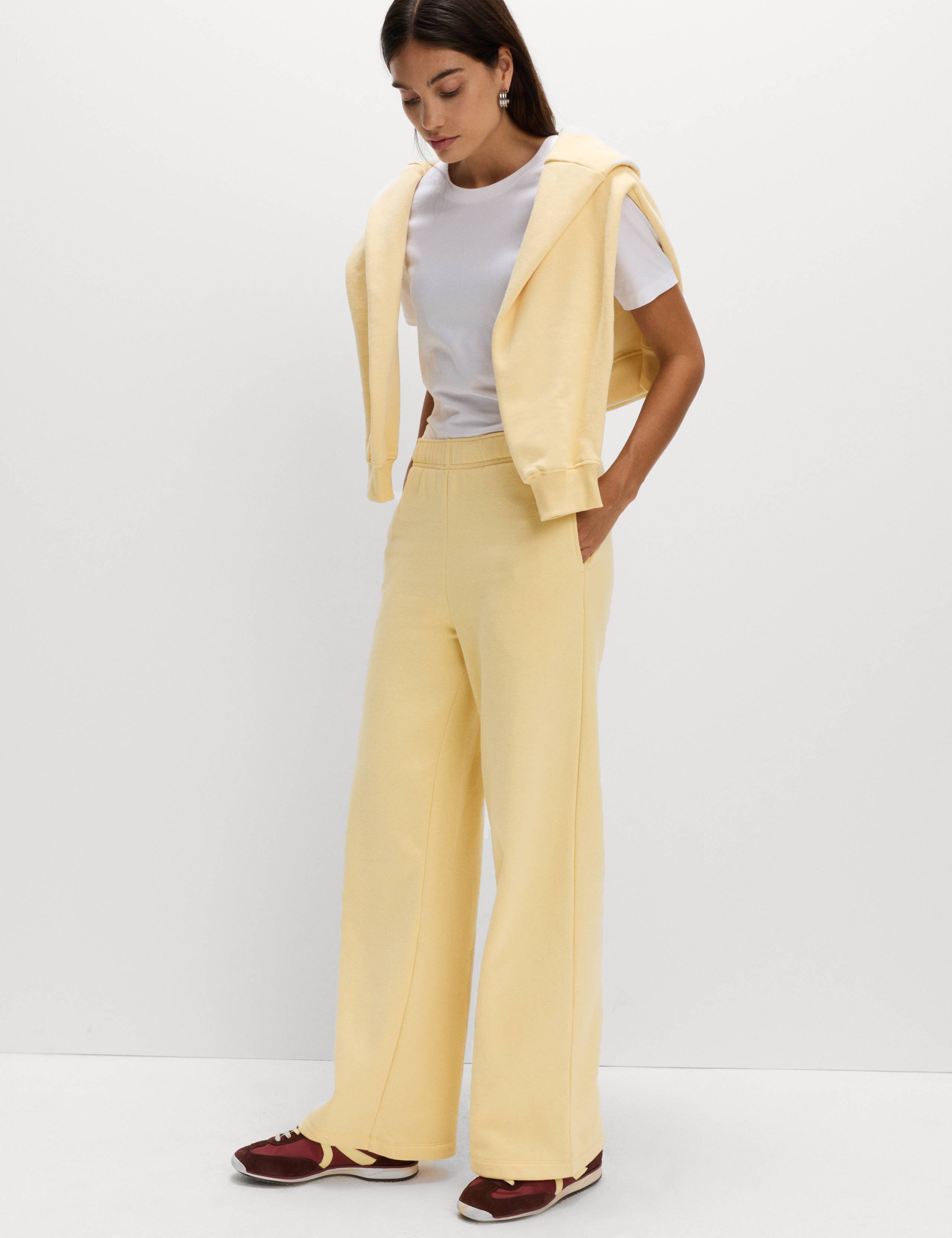 Cotton Rich Drawstring Wide Leg Joggers 3 of 5