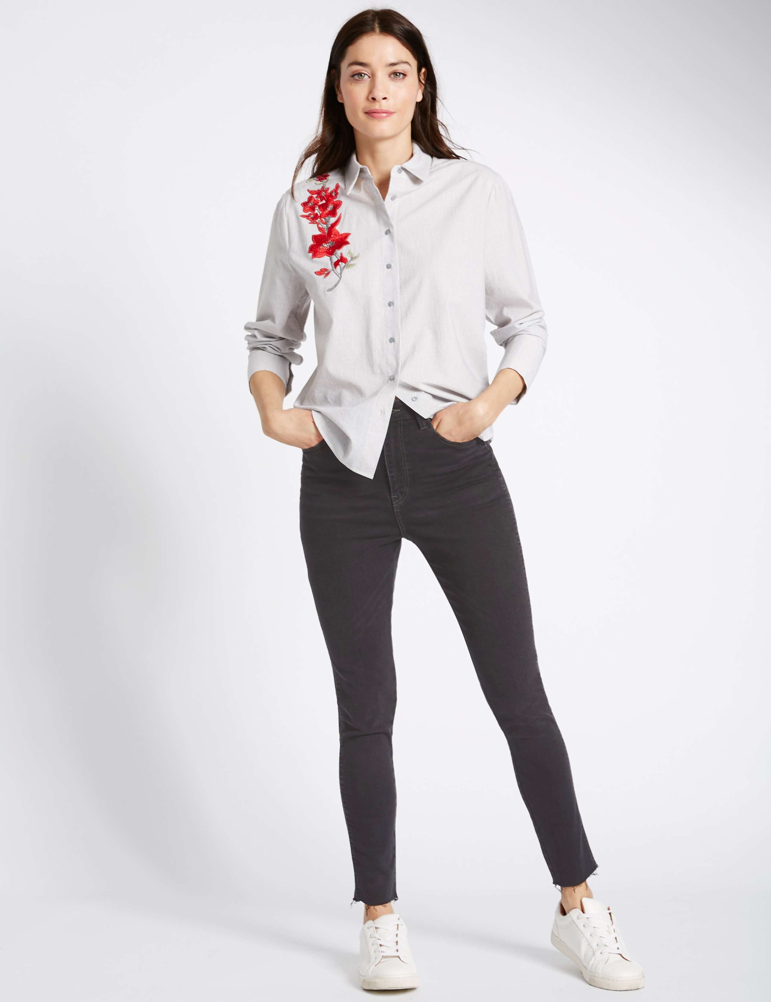 Frayed Hem High Waist Skinny Leg Jeans 1 of 6
