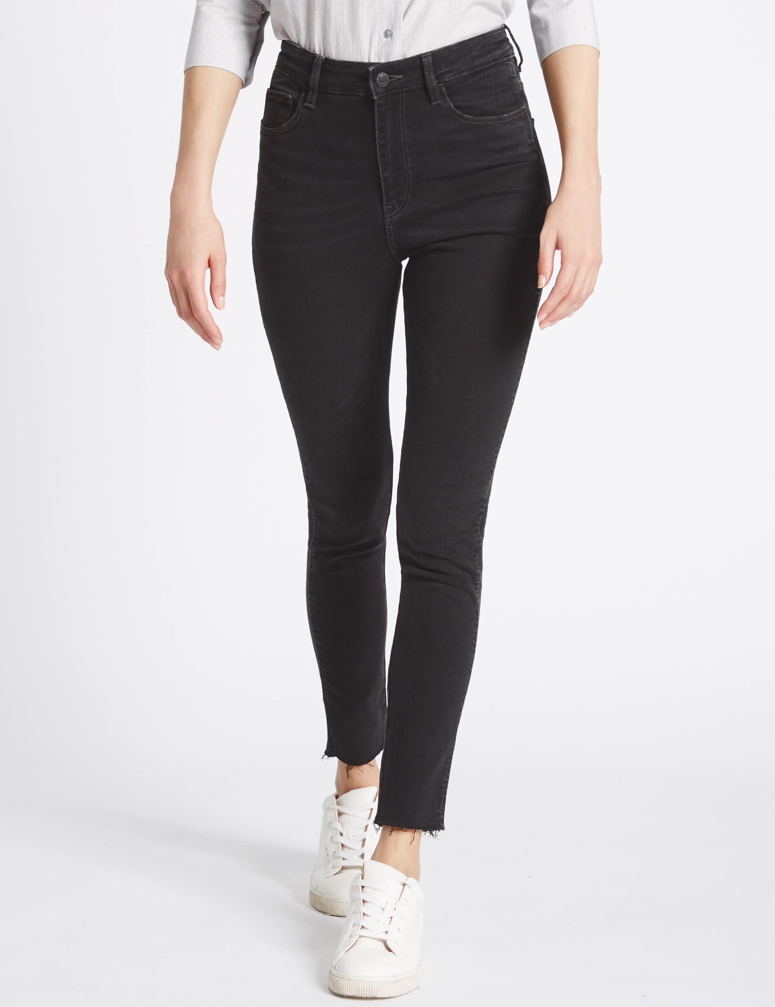 Frayed Hem High Waist Skinny Leg Jeans 3 of 6