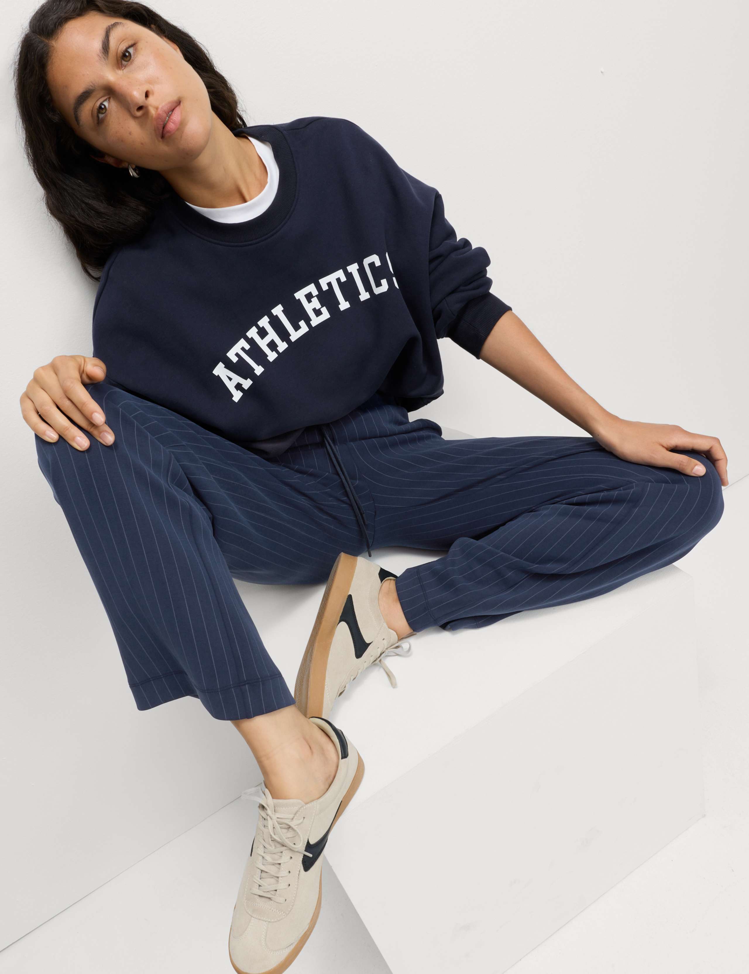 Modal Blend Striped Wide Leg Joggers 1 of 6