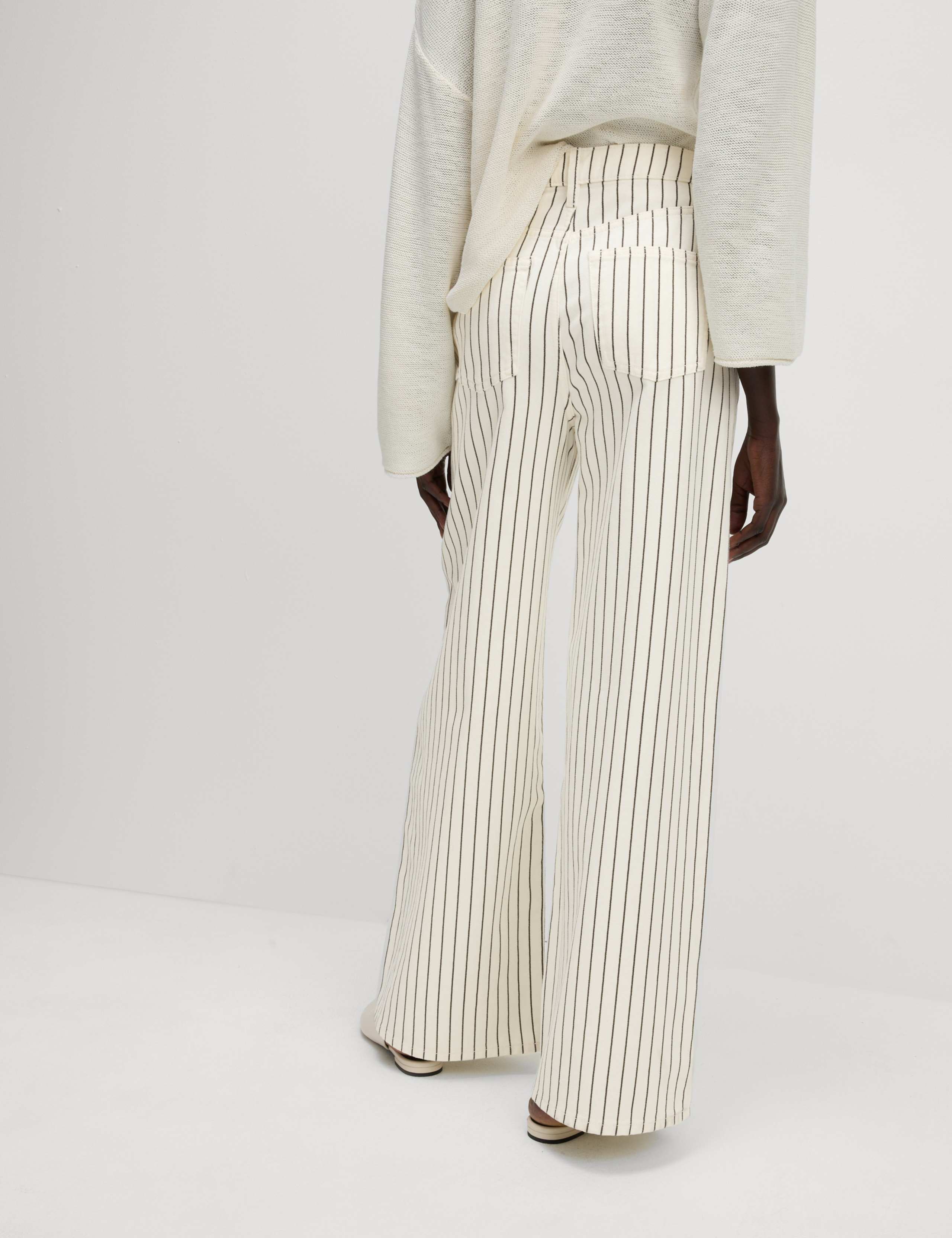 Pure Cotton Striped Wide Leg Trousers 4 of 5