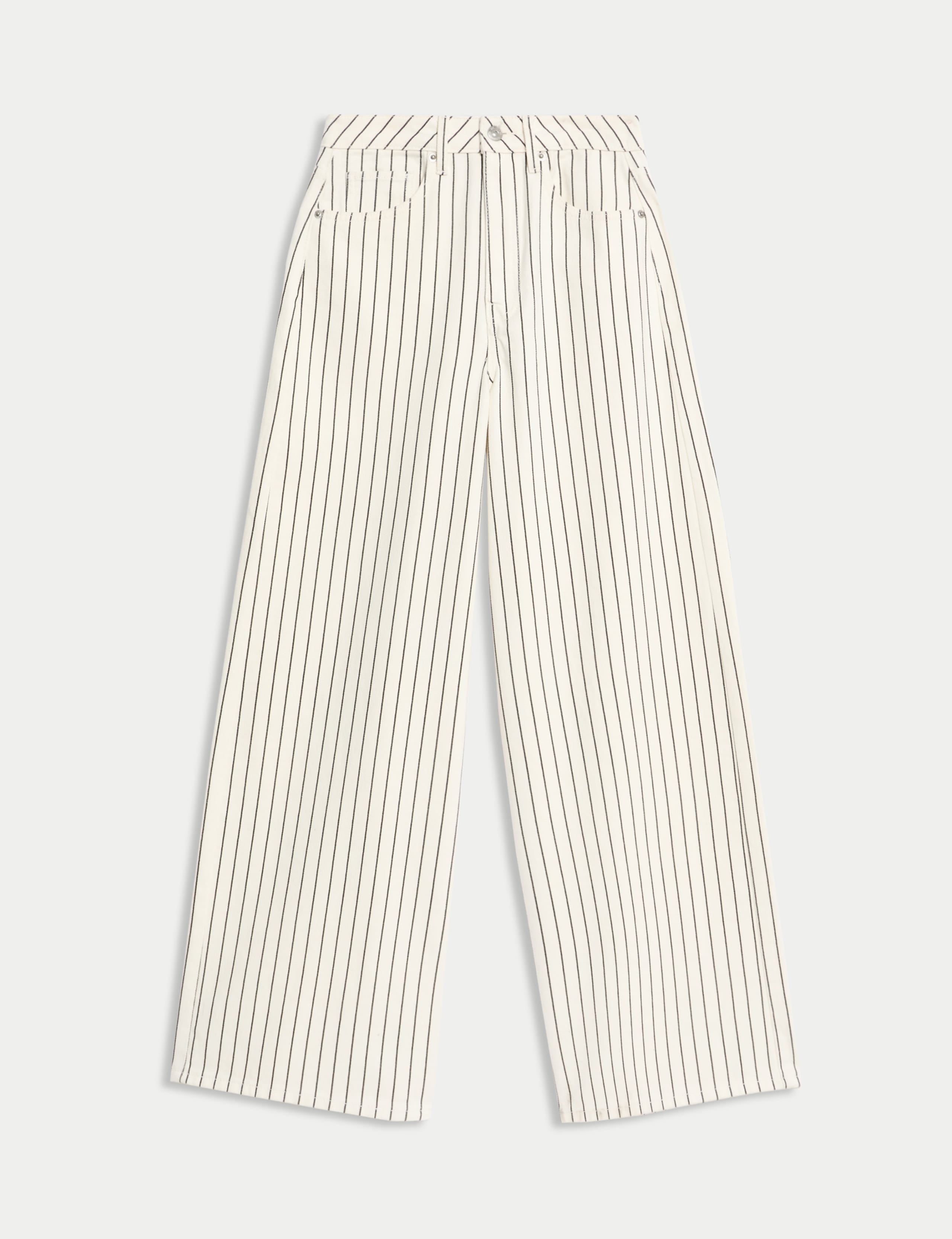 Pure Cotton Striped Wide Leg Trousers 2 of 5