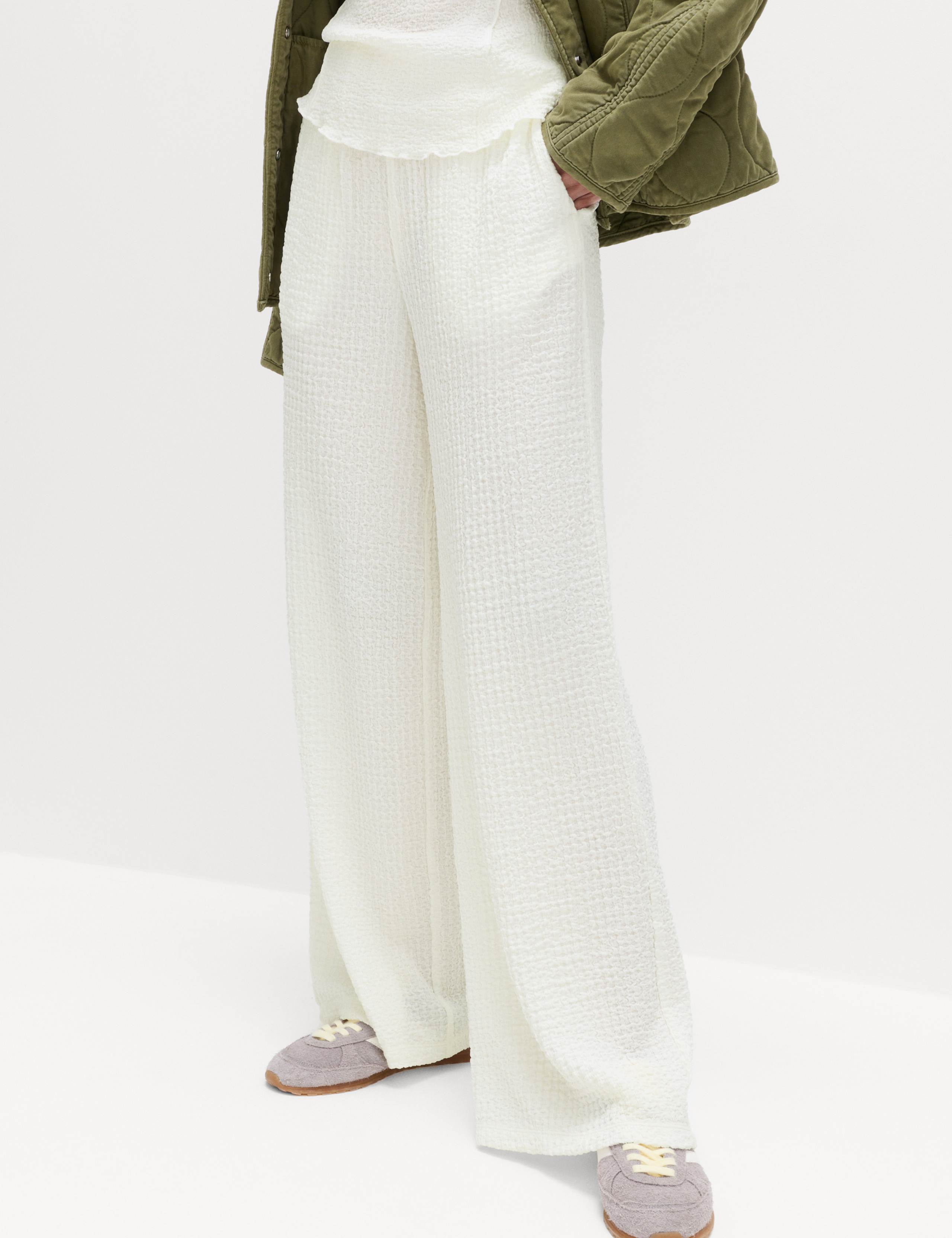 Textured Pull On Wide Leg Trousers 3 of 5