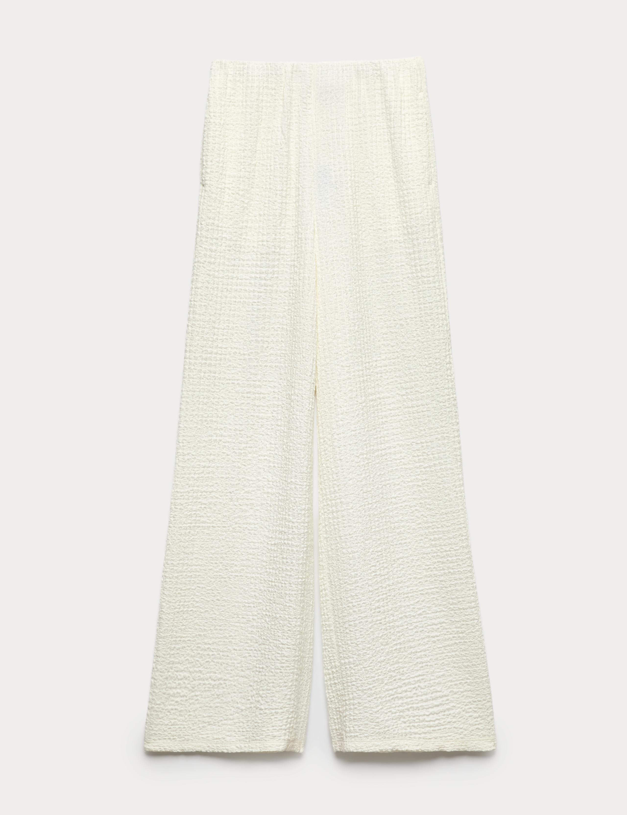Textured Pull On Wide Leg Trousers 2 of 5