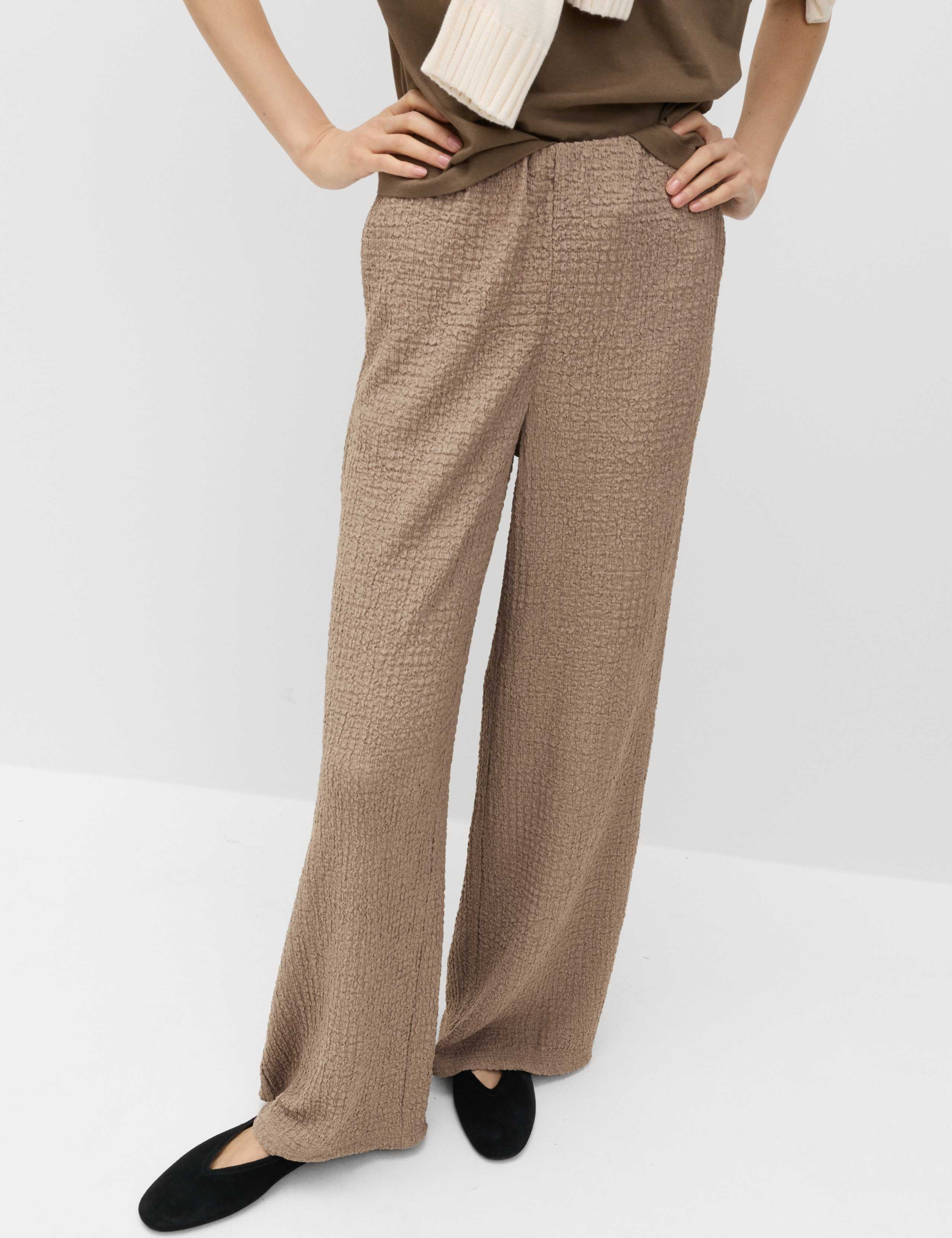 Textured Pull On Wide Leg Trousers 4 of 5