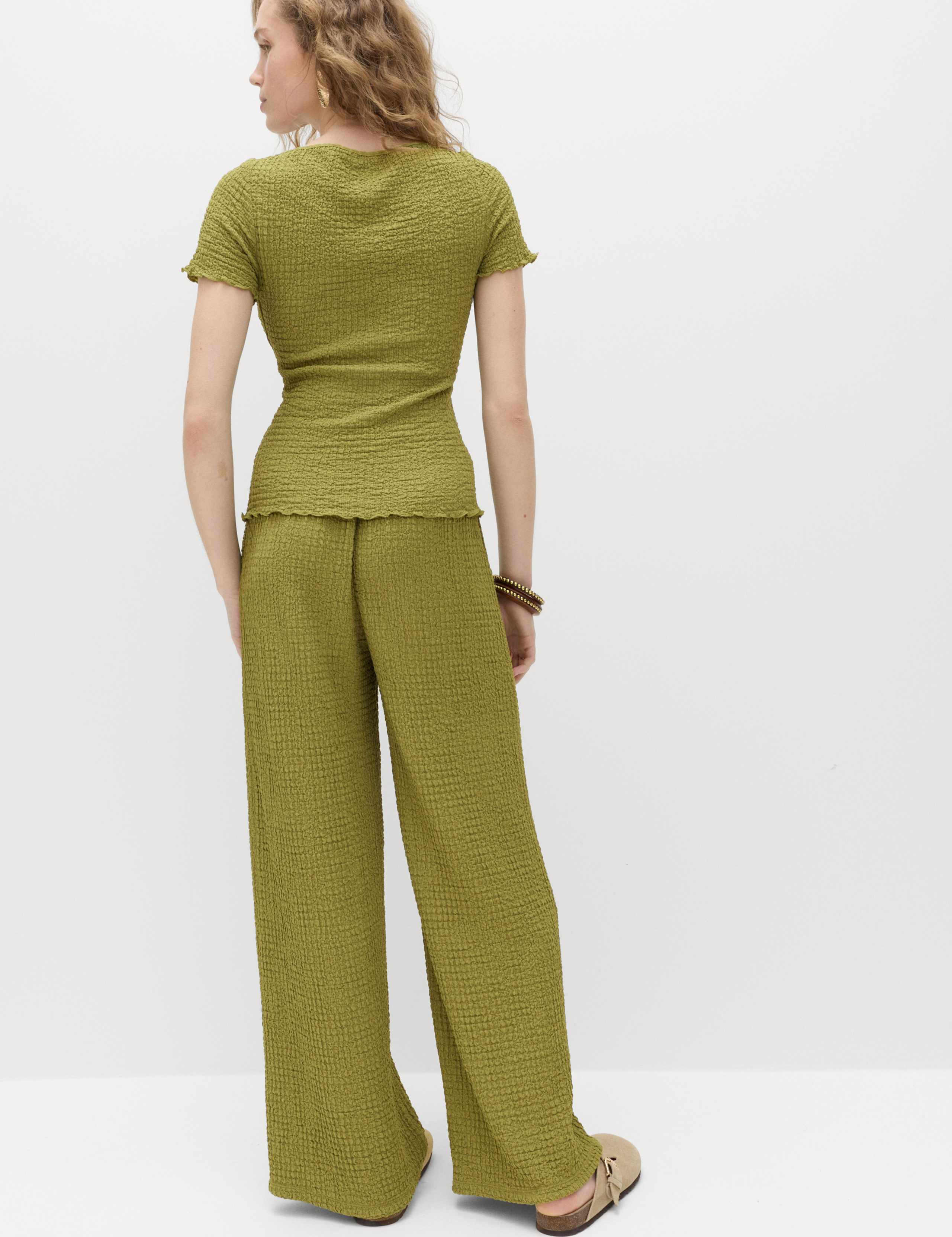 Textured Pull On Wide Leg Trousers 4 of 4