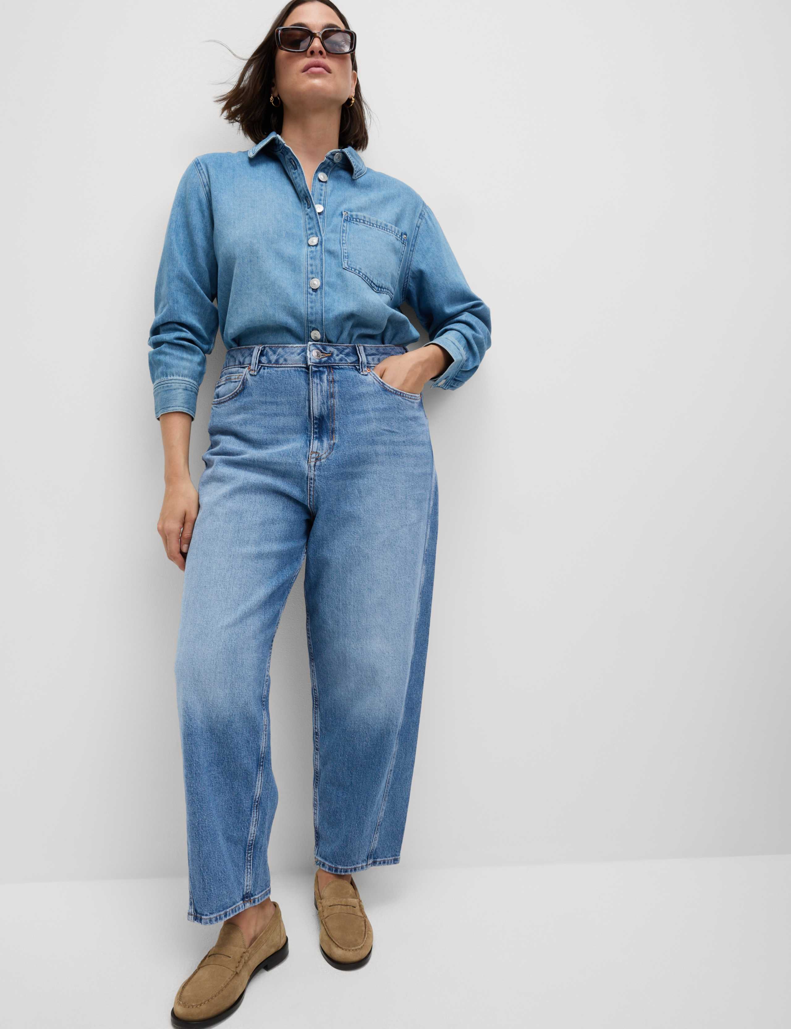 High Waisted Carrot Leg Ankle Grazer Jeans 4 of 6