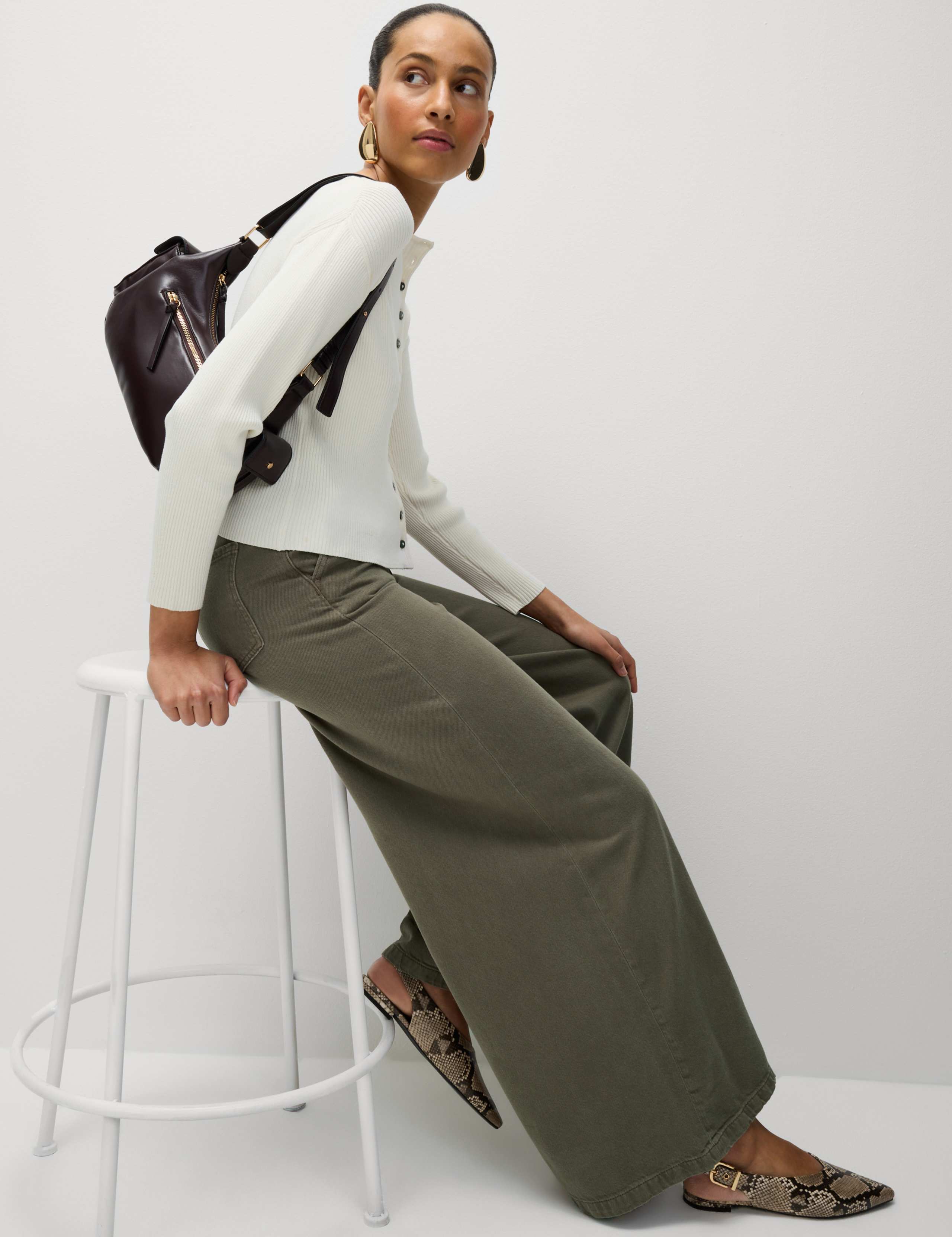Cotton Rich Palazzo Trousers 3 of 6