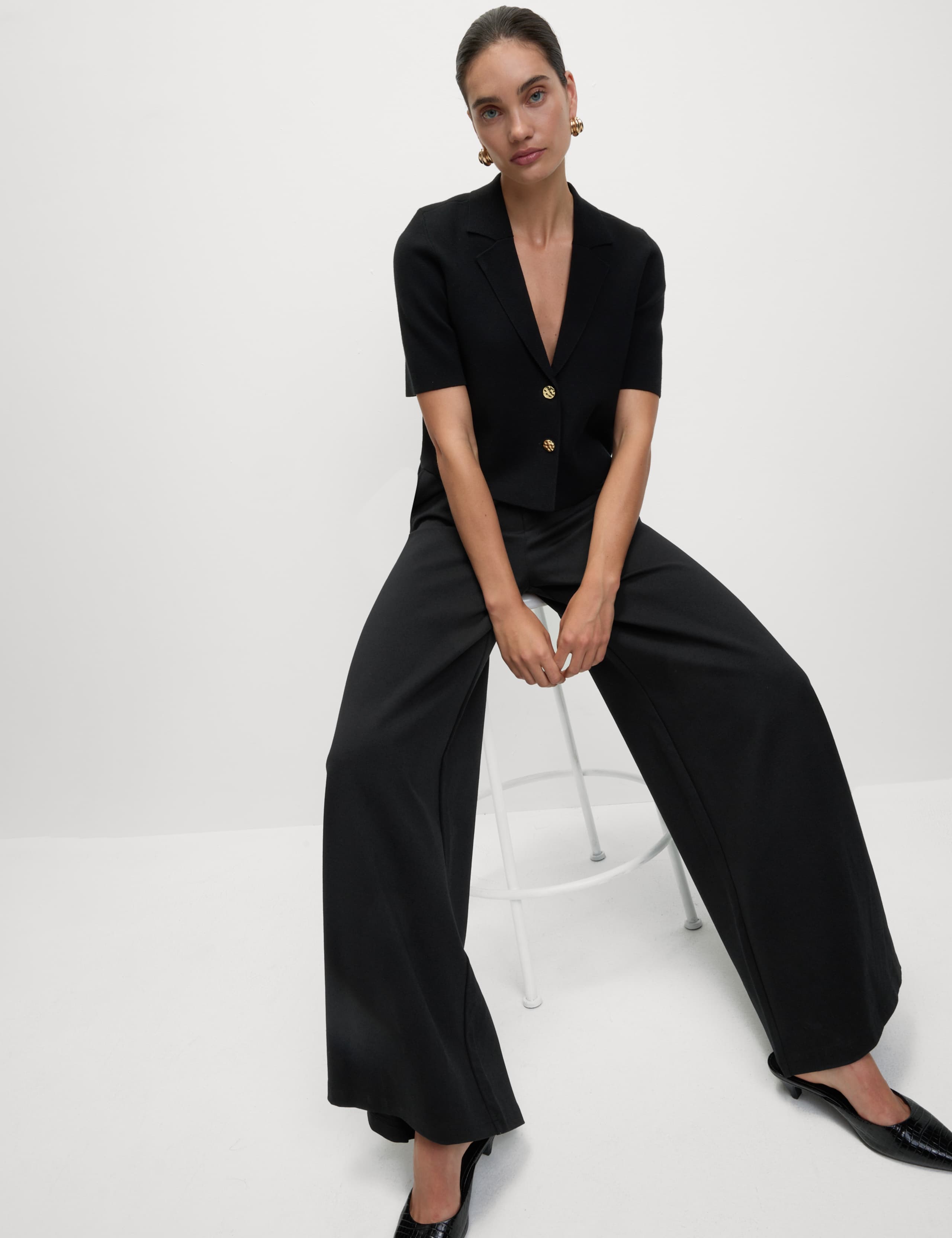 Ponte Elasticated Waist Palazzo Trousers 5 of 6