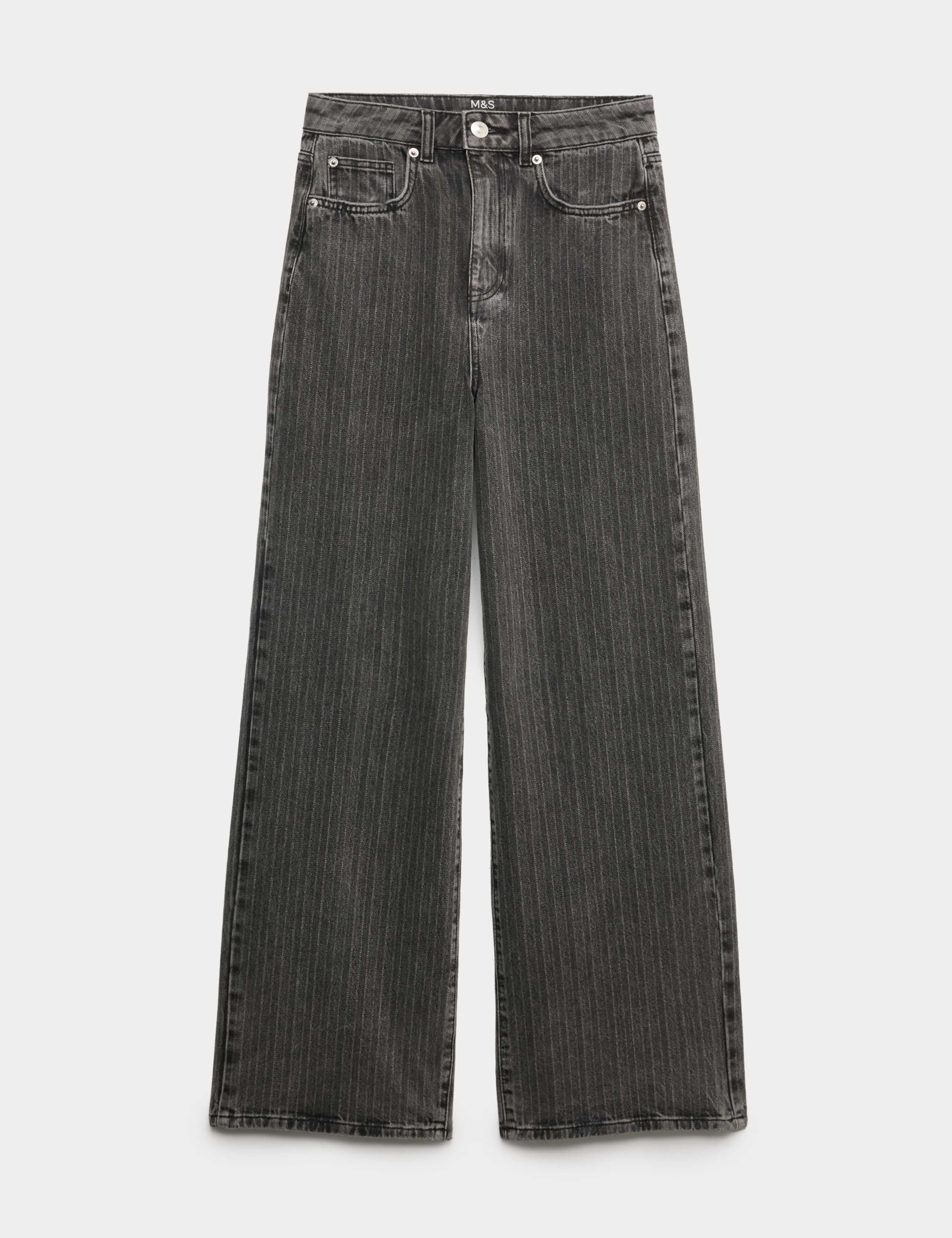 High Waisted Pinstripe Wide Leg Jeans 1 of 2