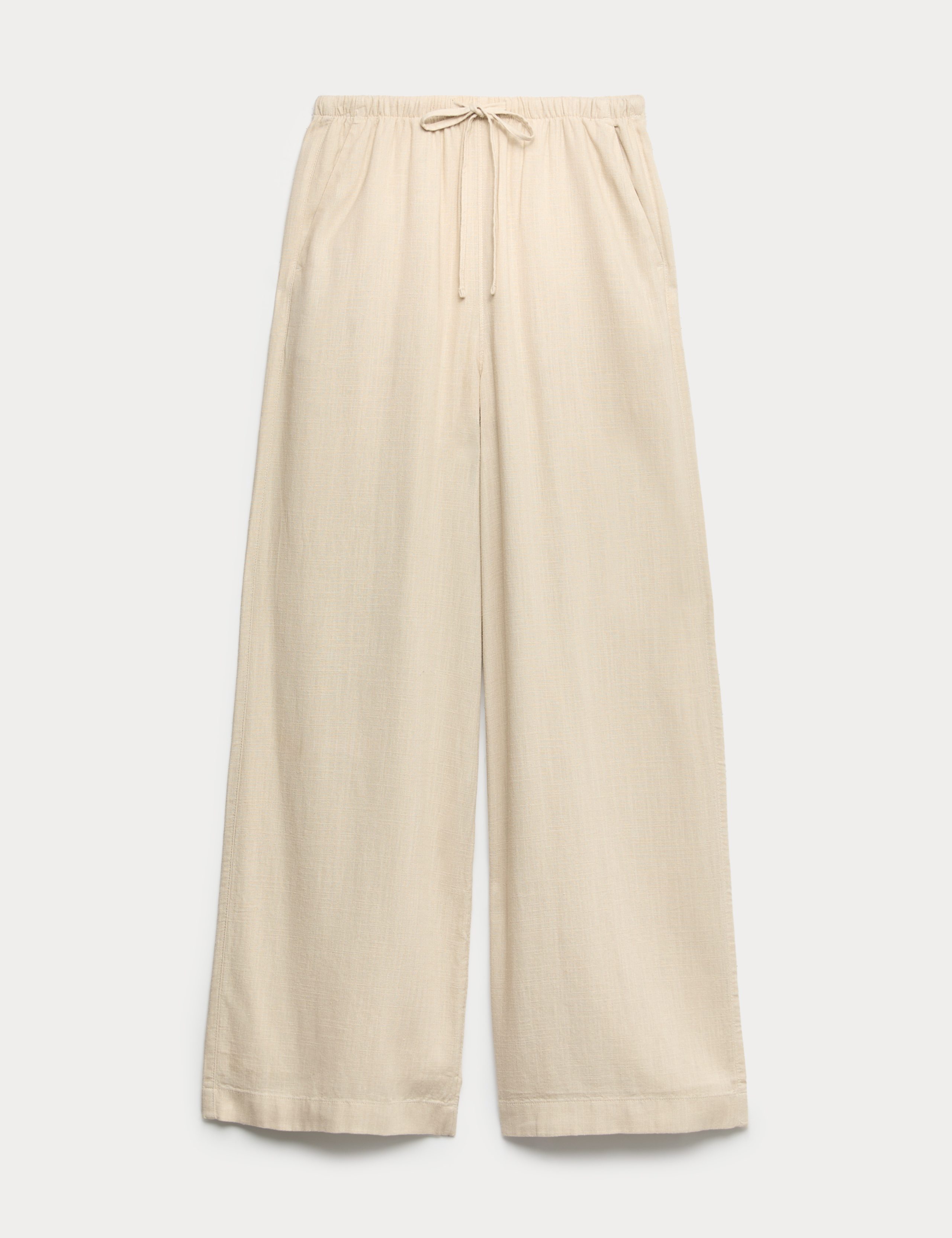 Drawstring Wide Leg Trousers with Linen 1 of 1