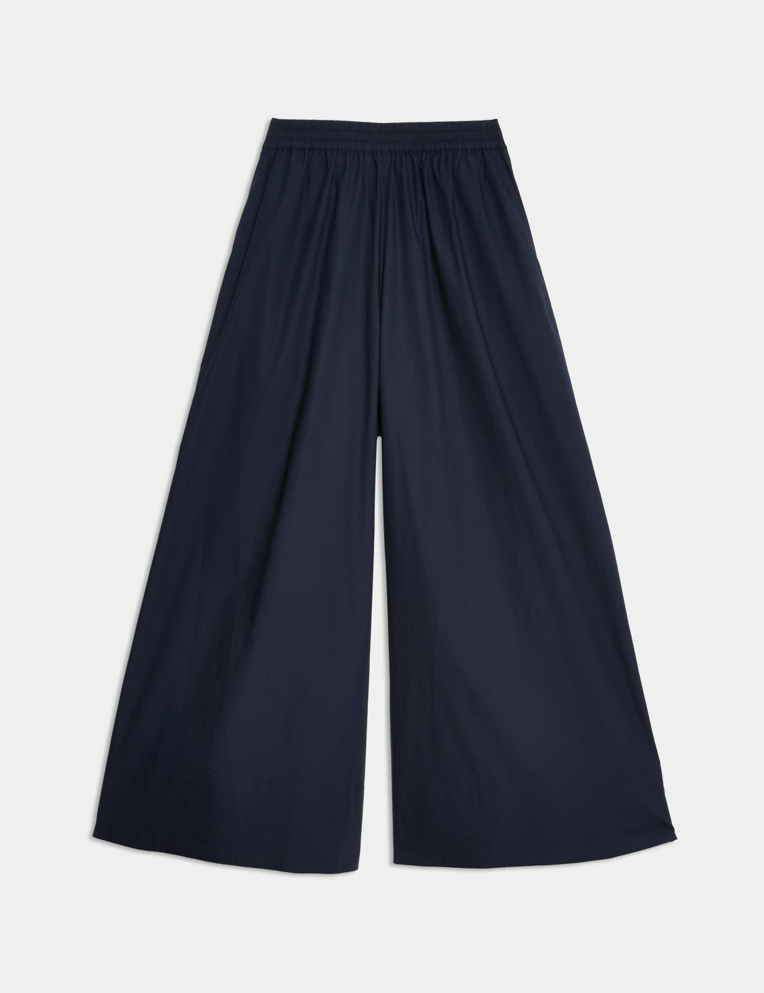Pure Cotton Palazzo Cropped Trousers 2 of 5