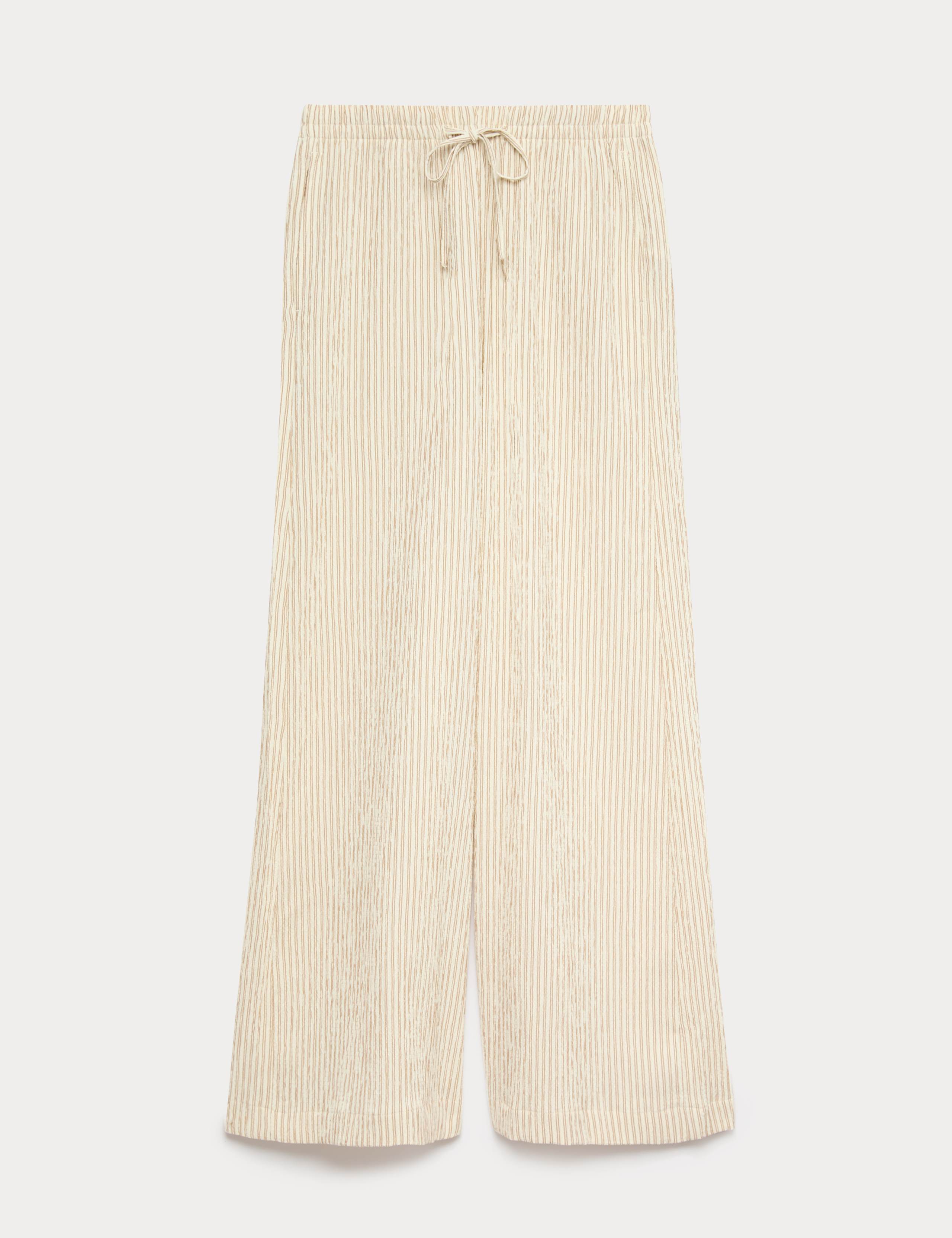 Seersucker Pull On Wide Leg Trousers 2 of 6