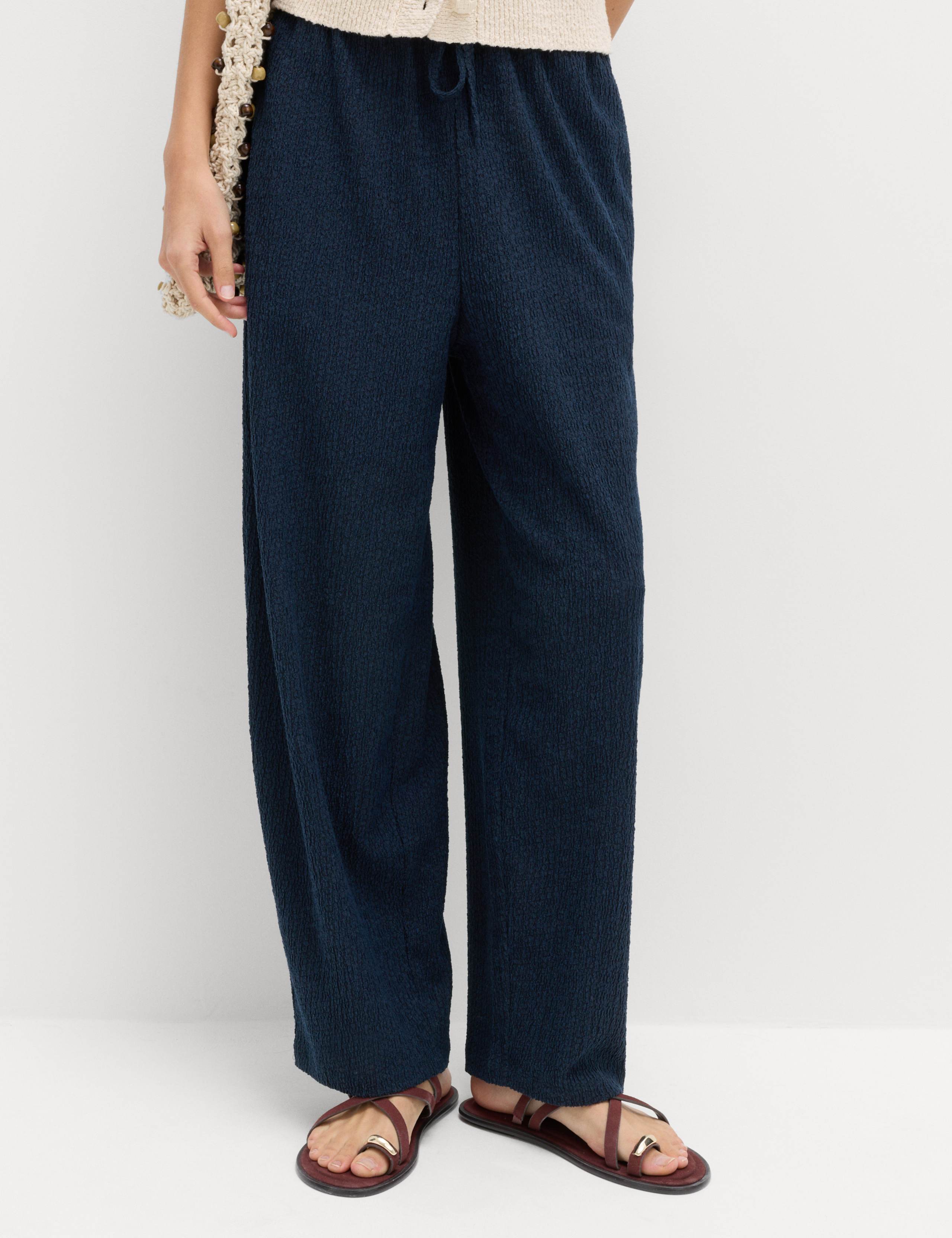 Jersey Textured Carrot Leg Ankle Grazer Trousers 1 of 6