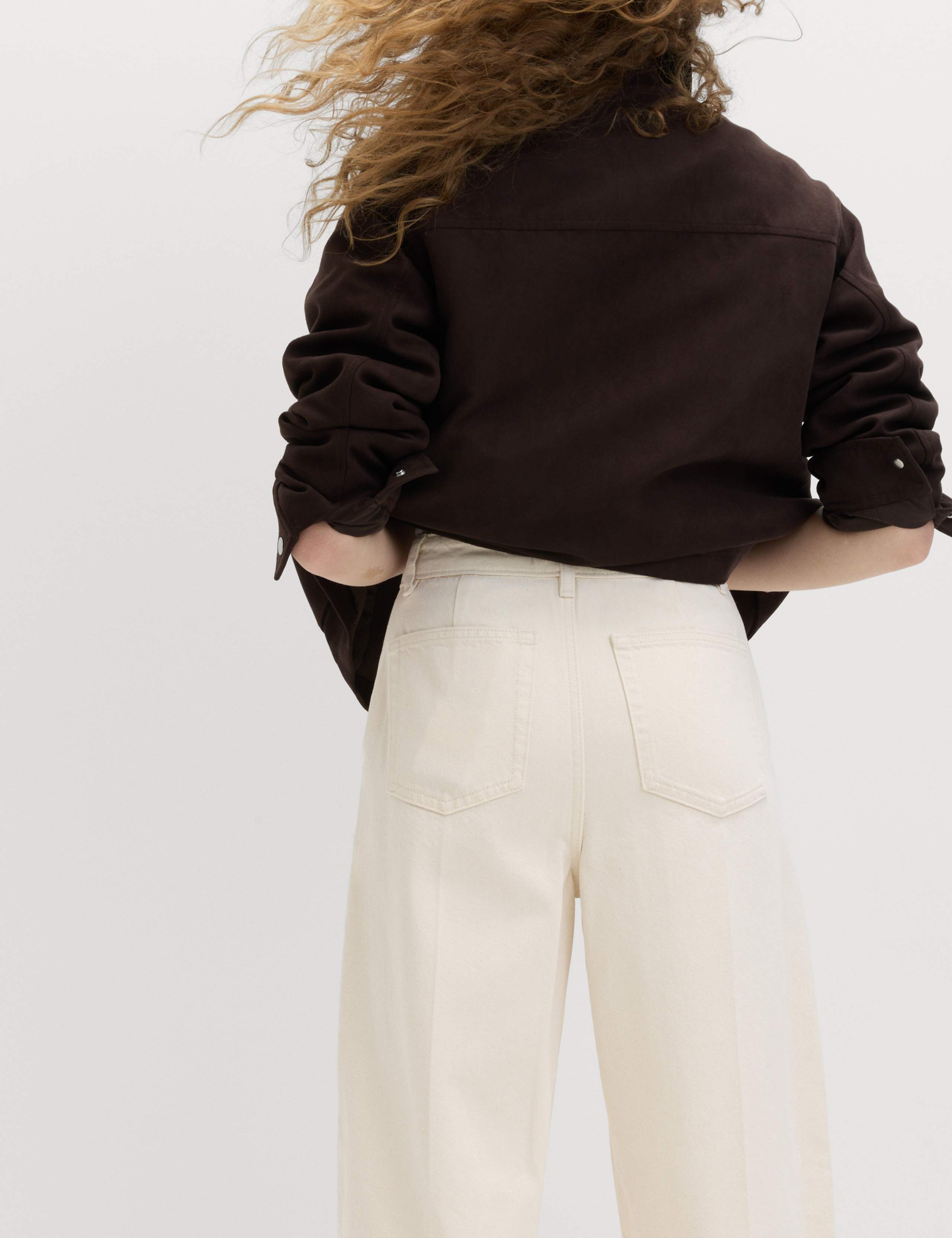 Pure Cotton Crease Front Barrel Leg Trousers 5 of 6