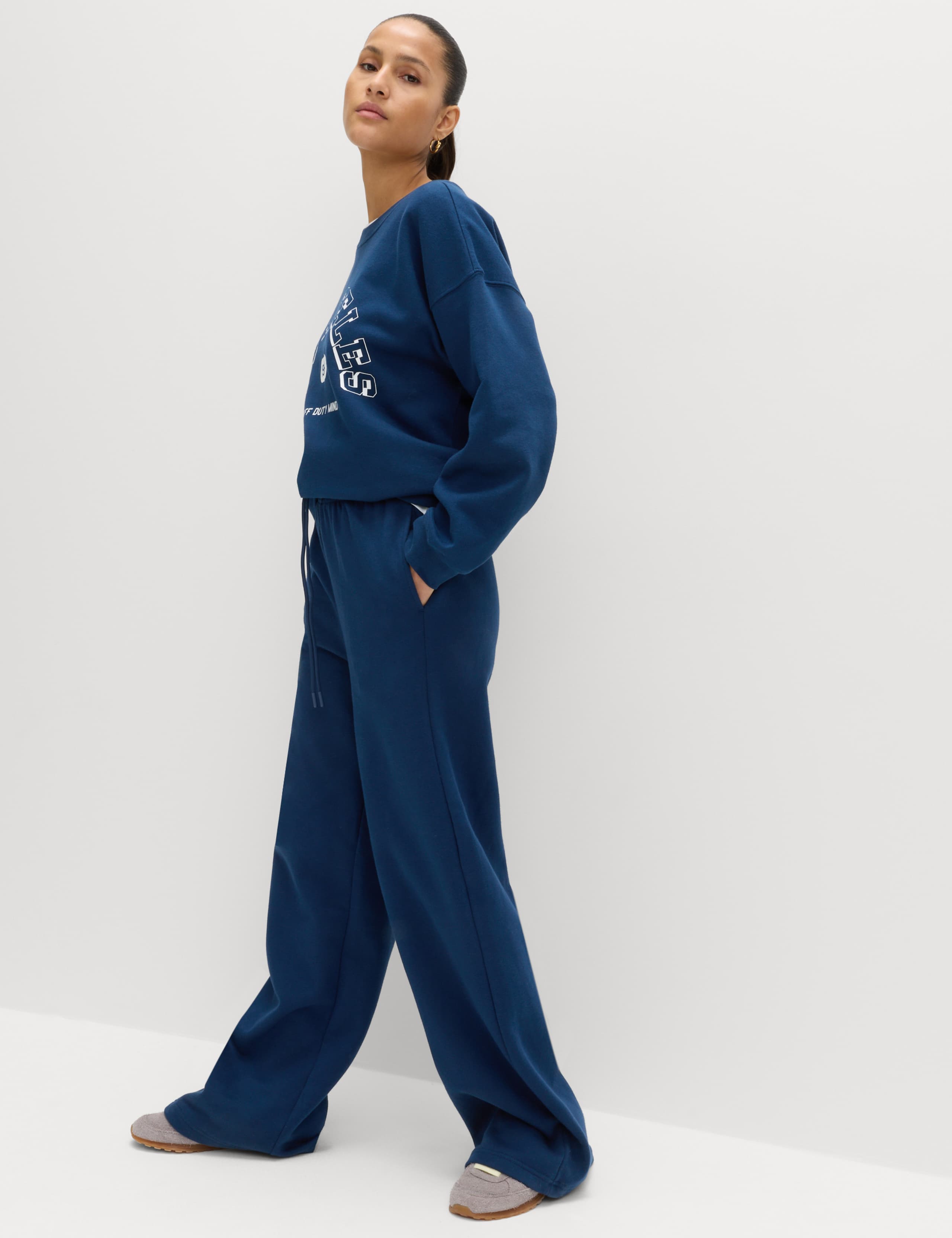 Cotton Rich Drawstring Wide Leg Joggers 3 of 5