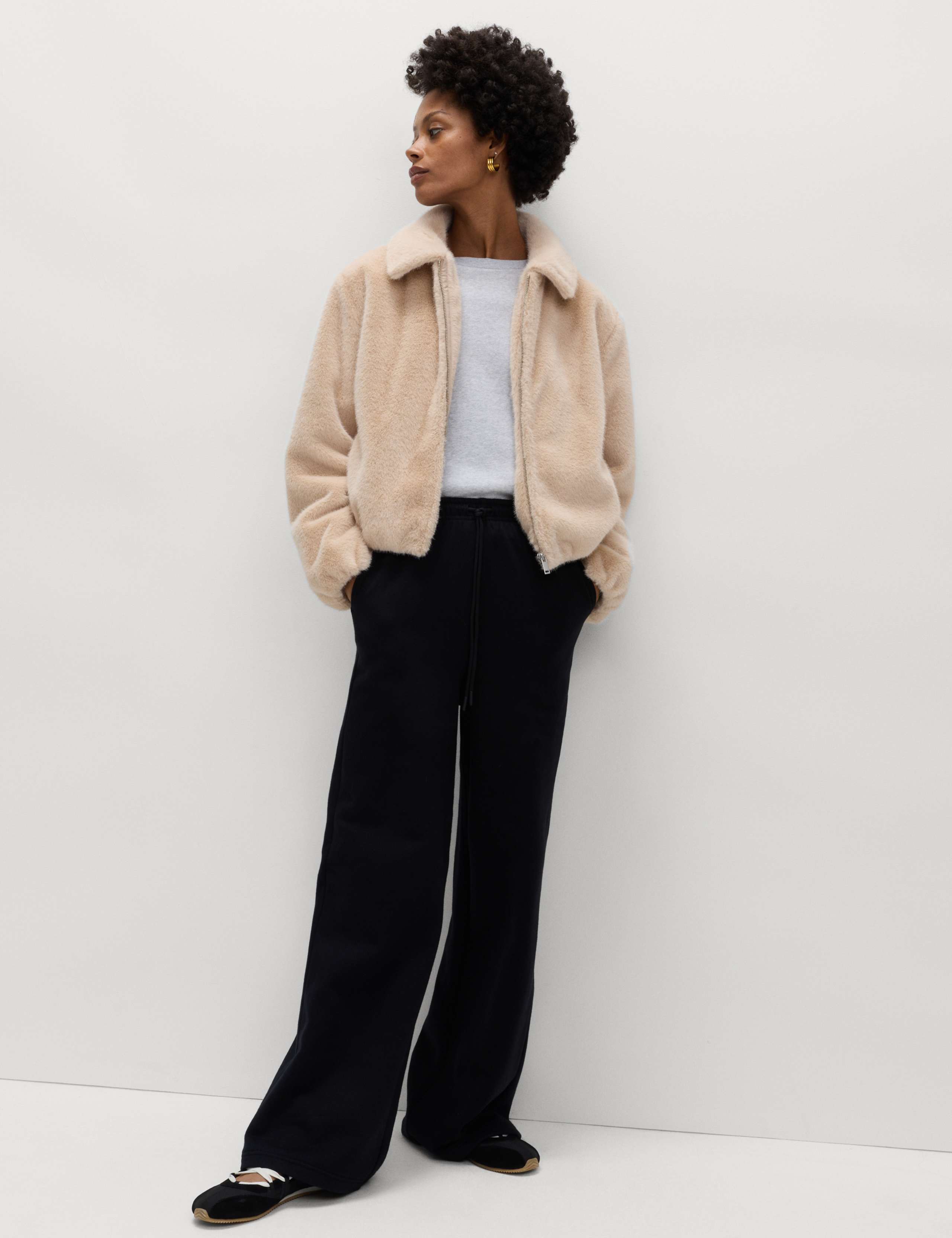 Cotton Rich Drawstring Wide Leg Joggers 3 of 5