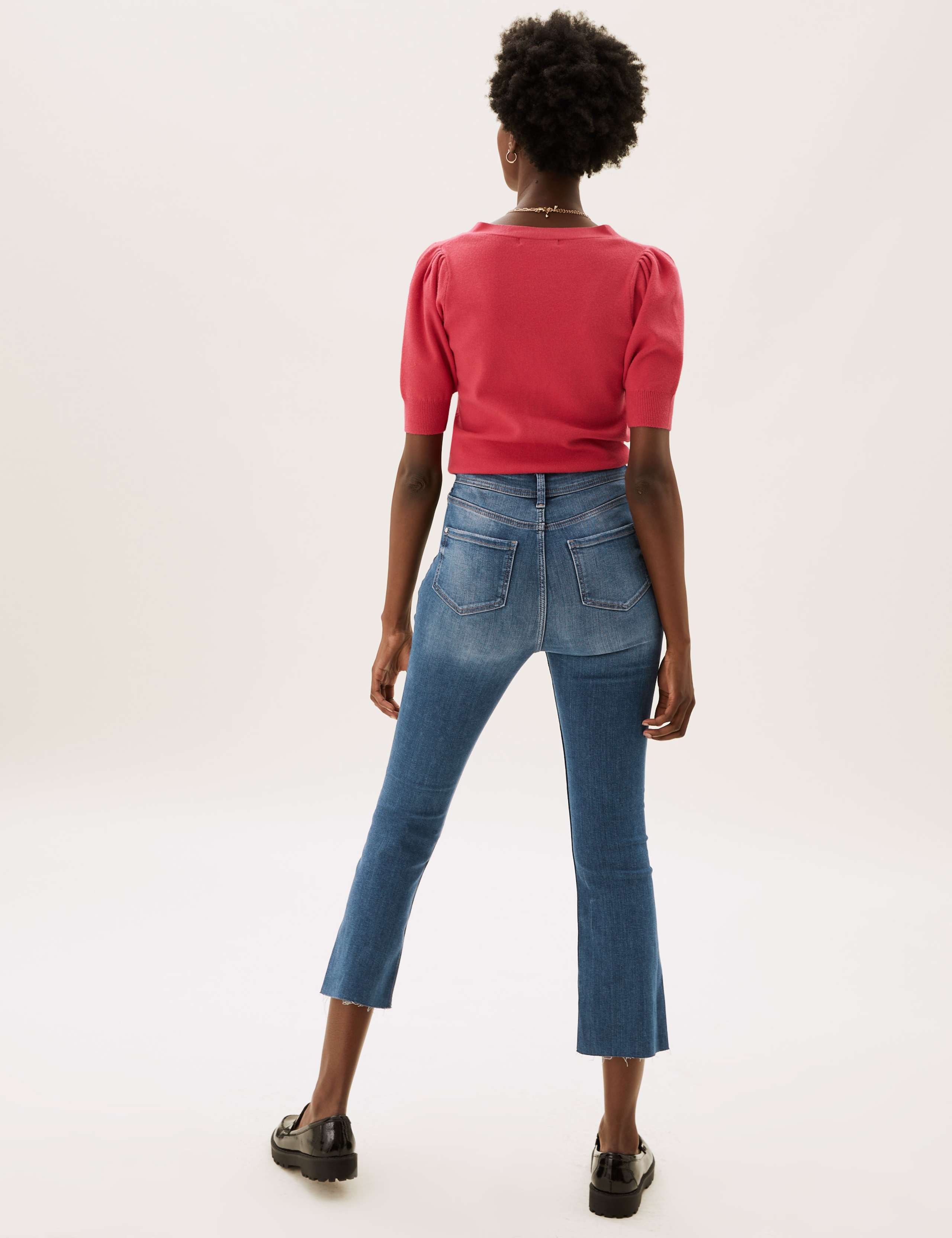 High Waisted Flare Cropped Jeans 3 of 6