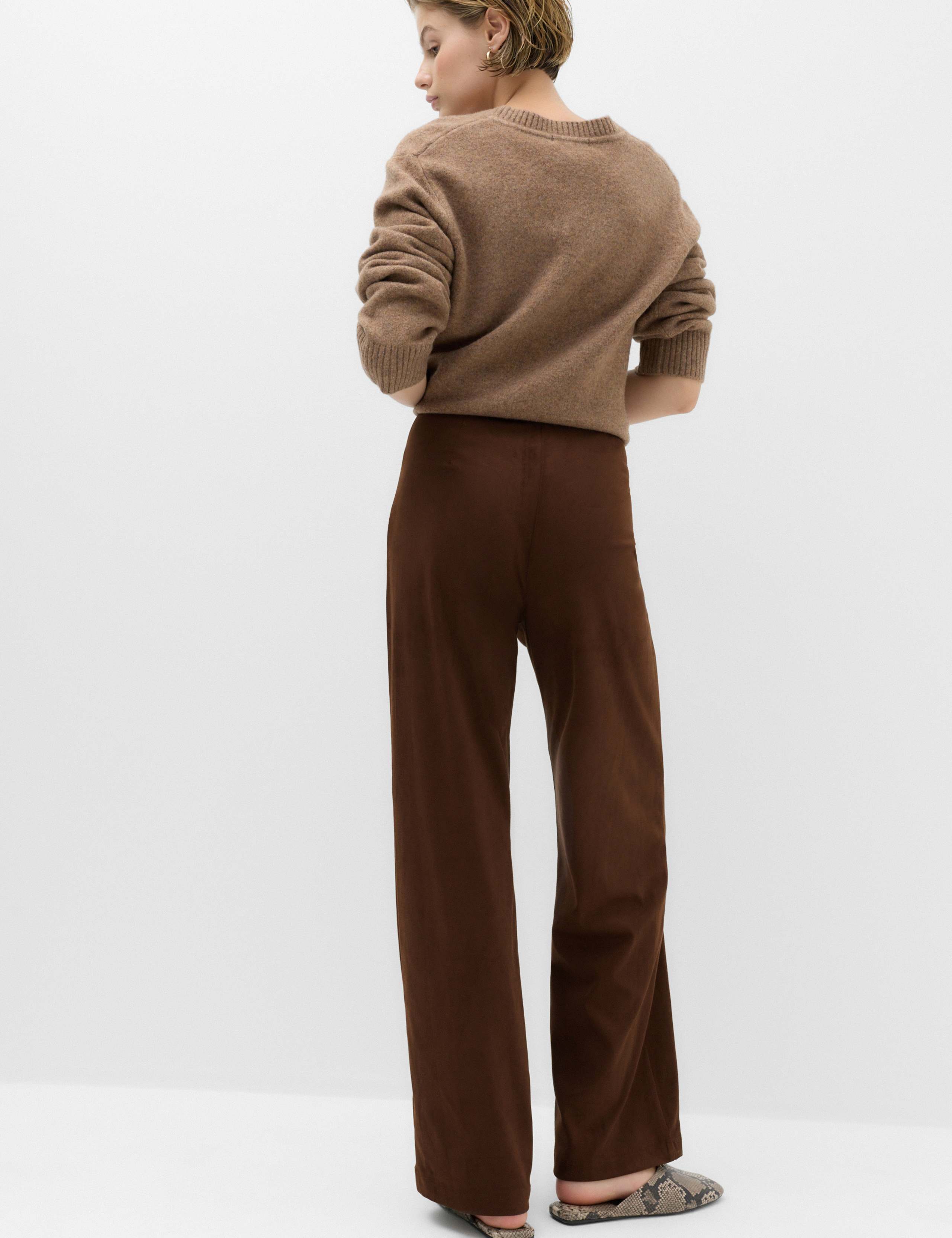 Faux Suede Straight Leg Trousers 4 of 6