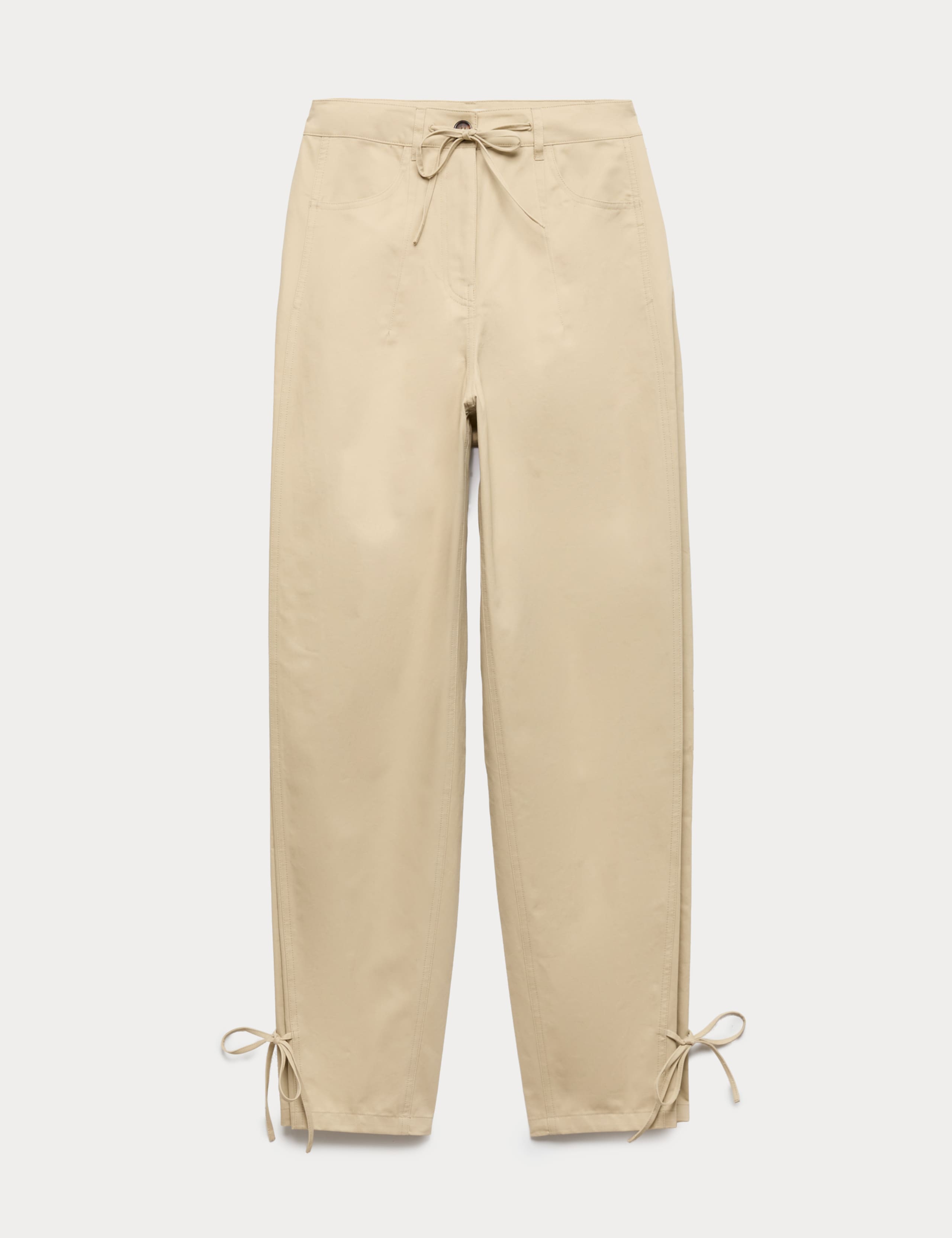 Cotton Rich Tie Hem Barrel Leg Trousers 2 of 6