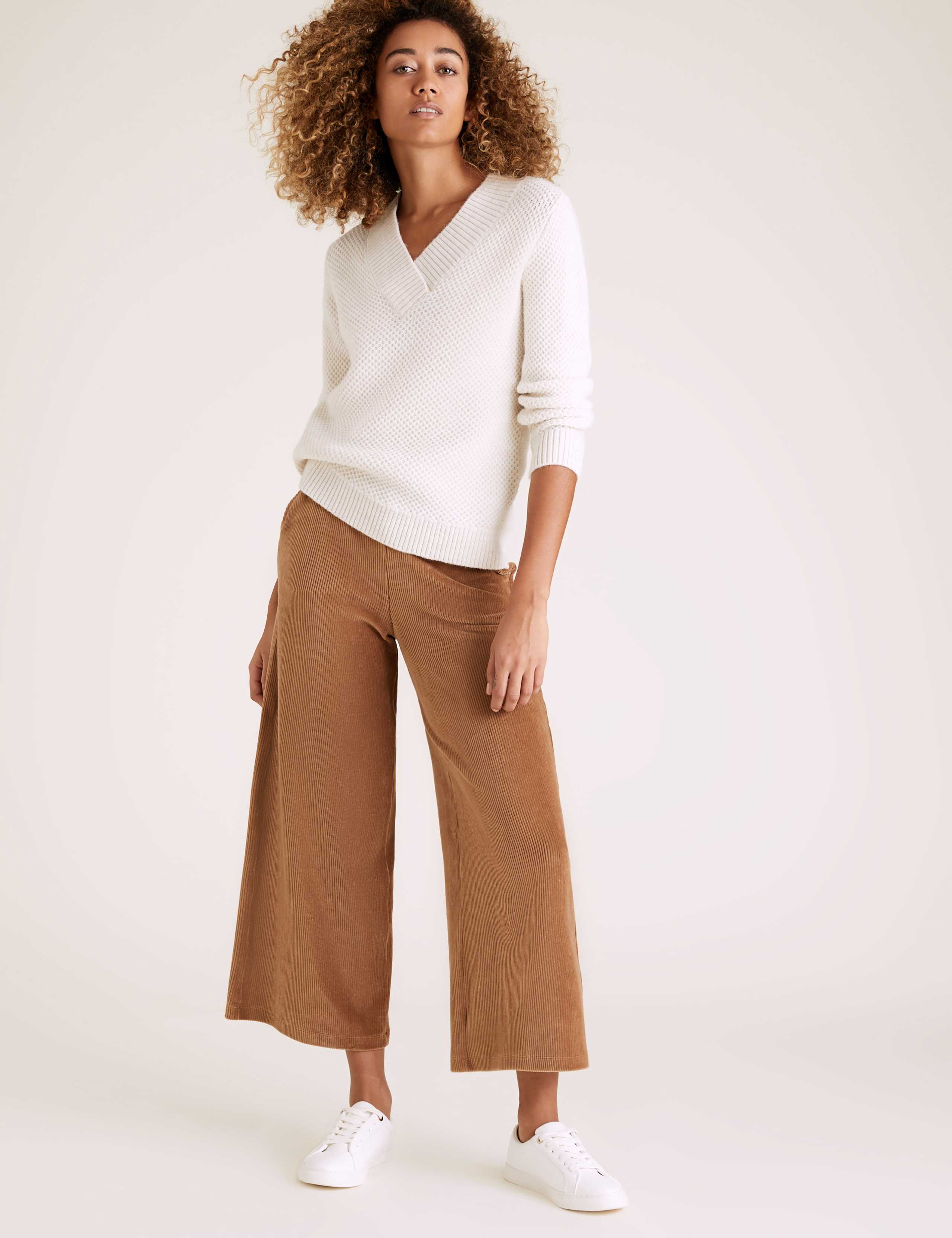 Jersey Corduroy Wide Leg Trousers 3 of 6
