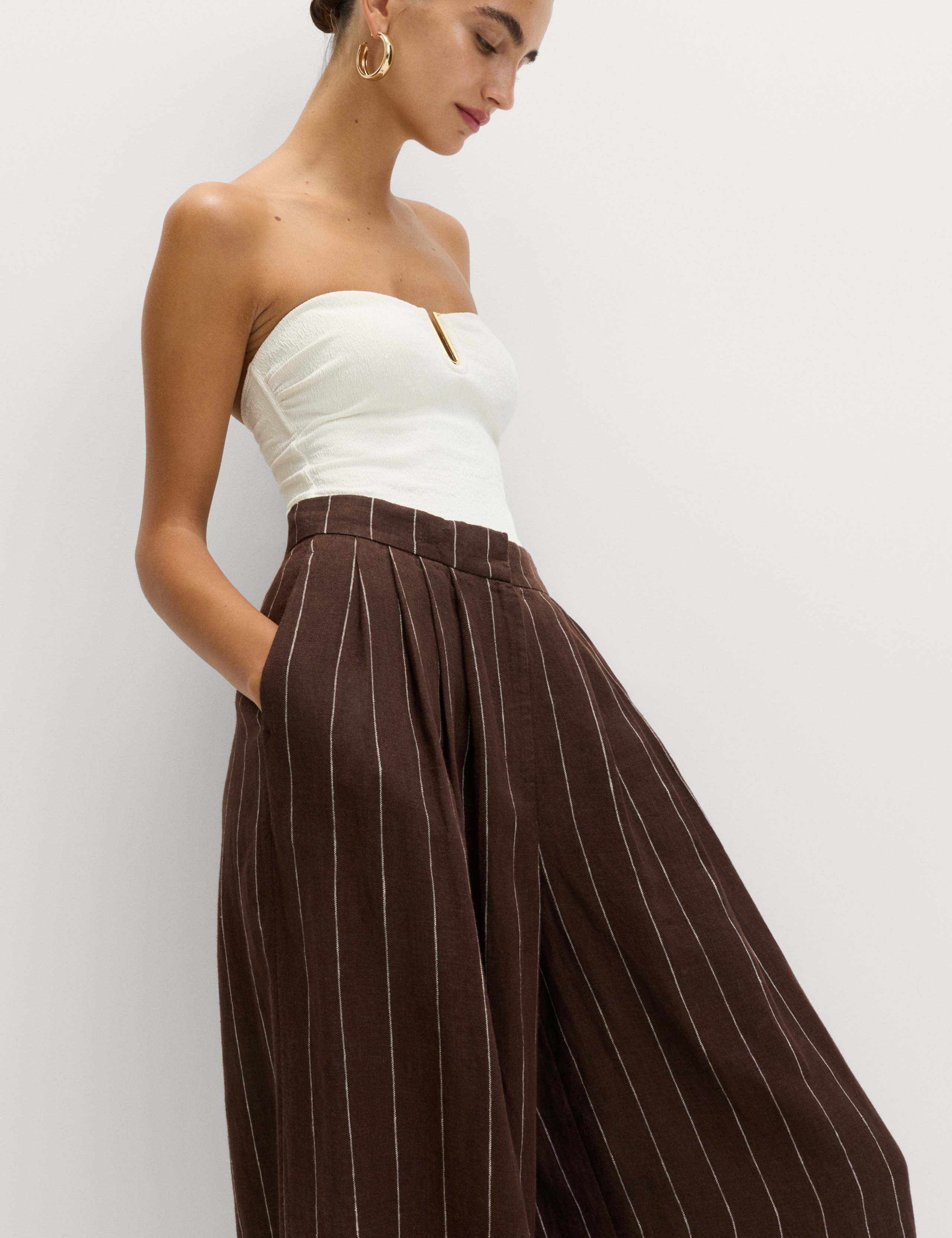 Pure Linen Wide Leg Trousers 3 of 7