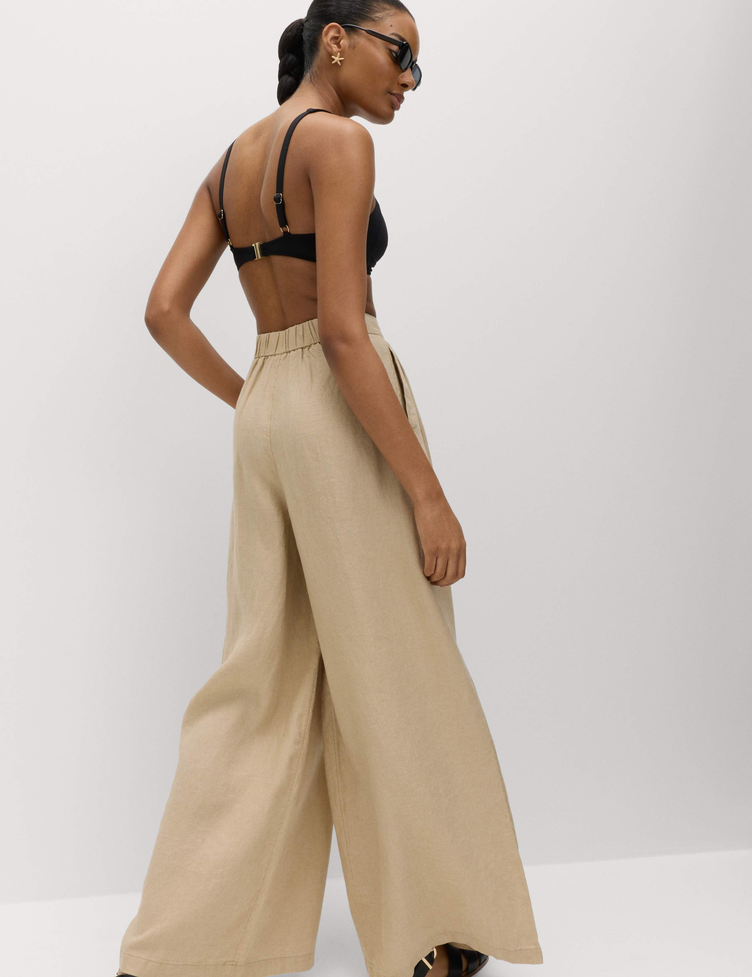 Pure Linen Wide Leg Trousers 4 of 5