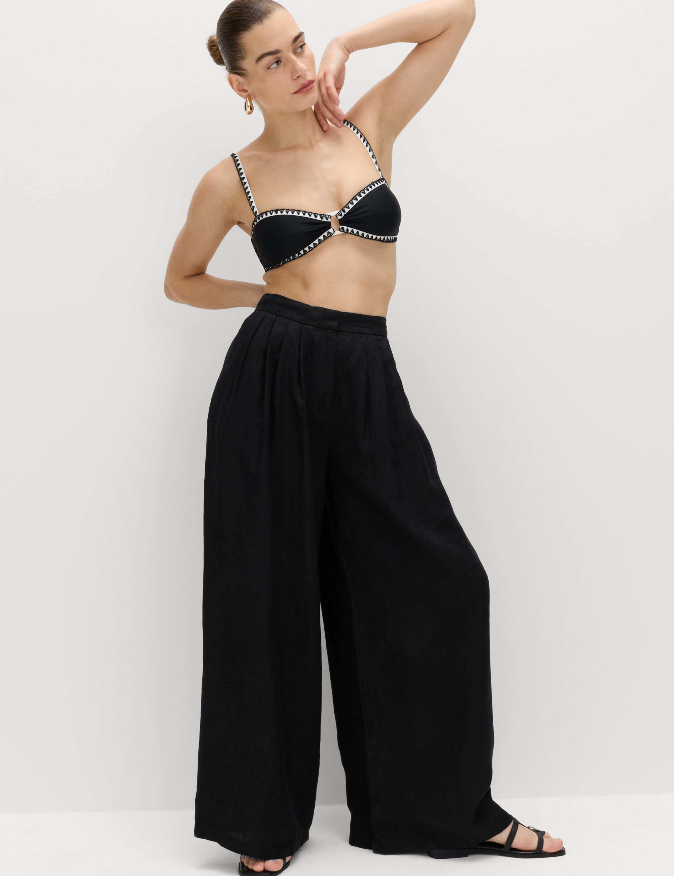 Pure Linen Wide Leg Trousers 1 of 7