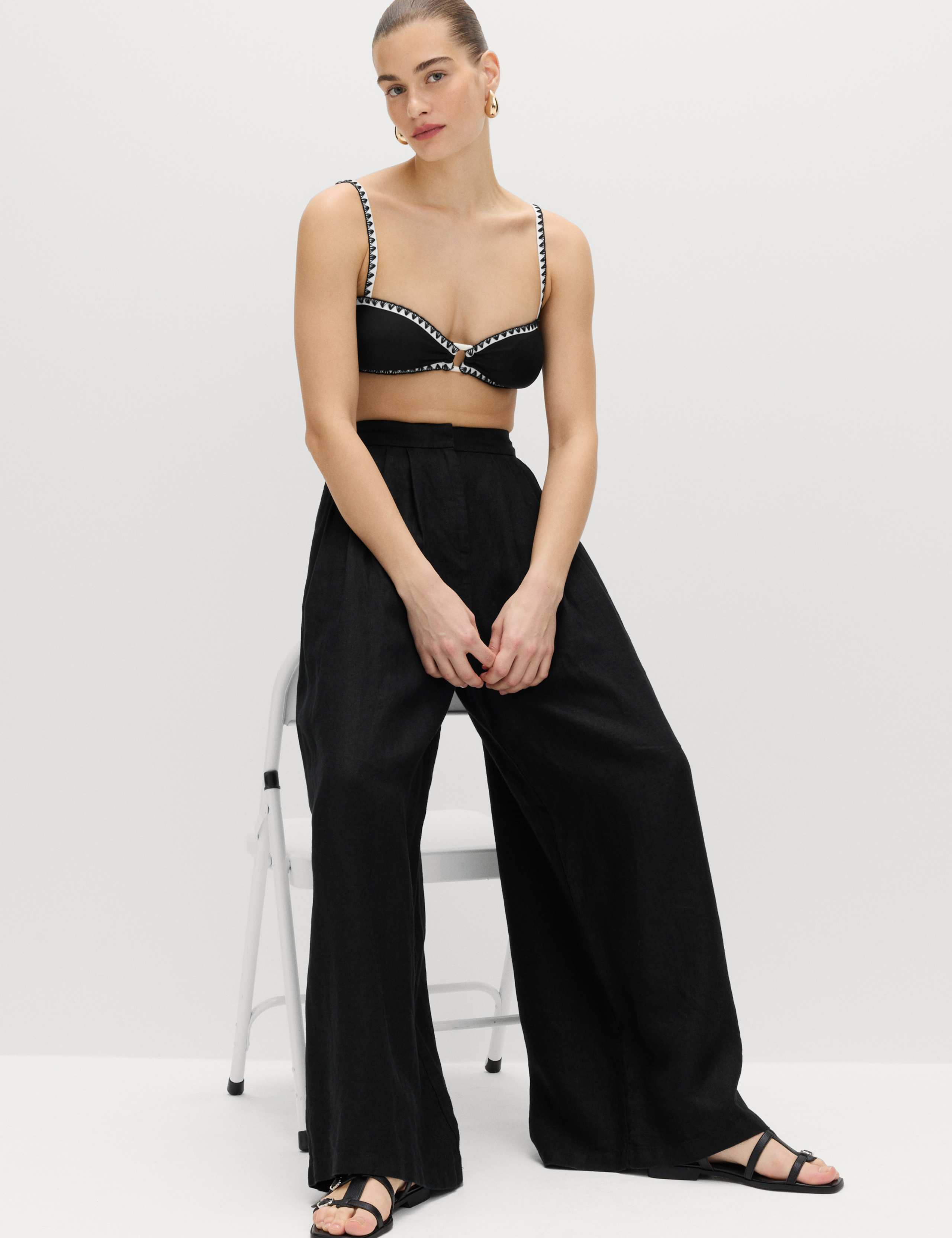 Pure Linen Wide Leg Trousers 5 of 7