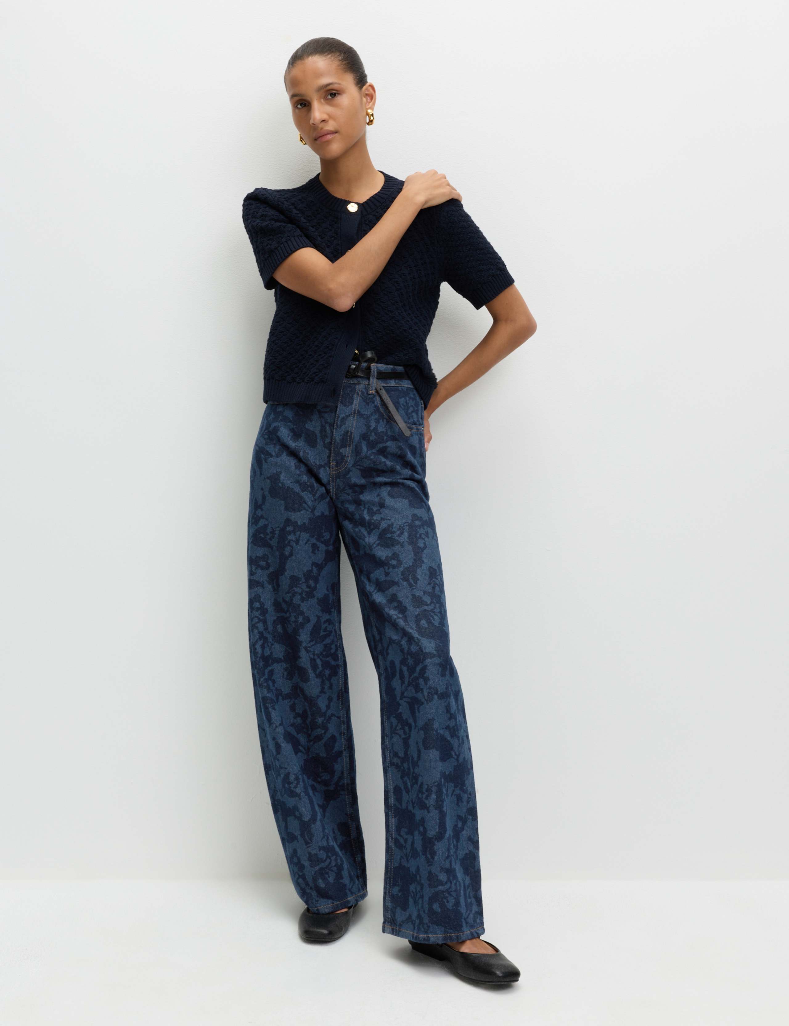 High Waisted Floral Wide Leg Jeans 4 of 6