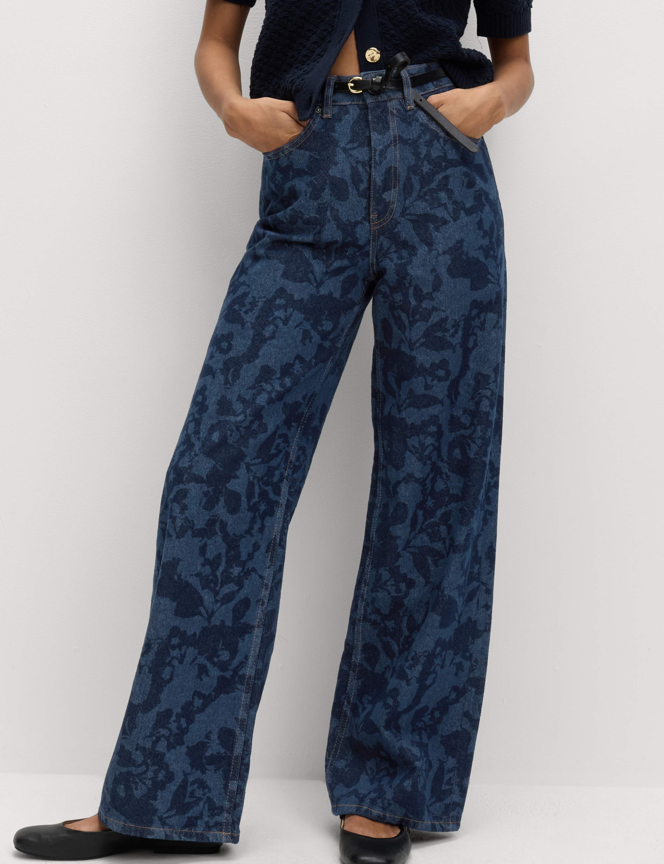 High Waisted Floral Wide Leg Jeans 6 of 6