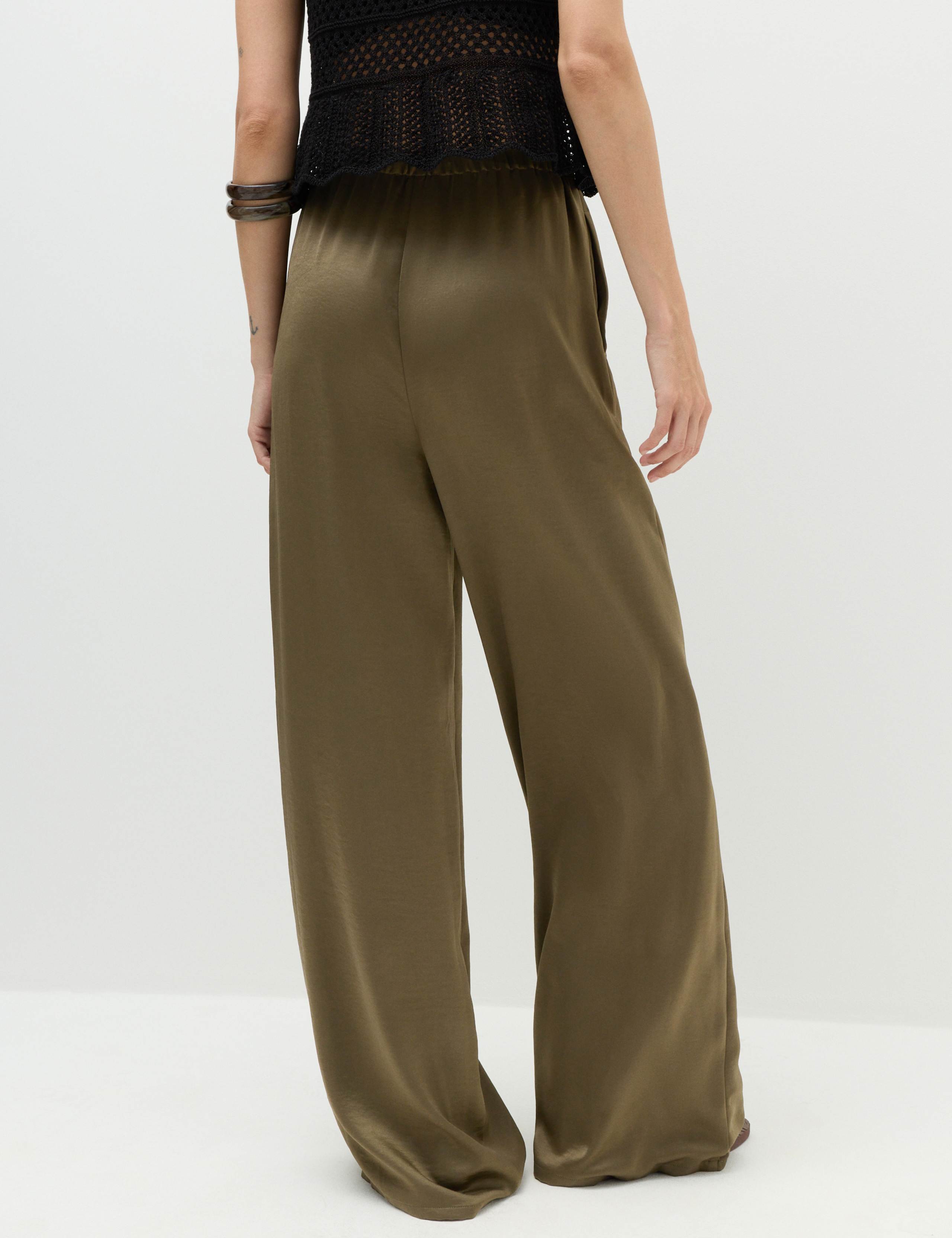 Satin Drawstring Wide Leg Trousers 4 of 6