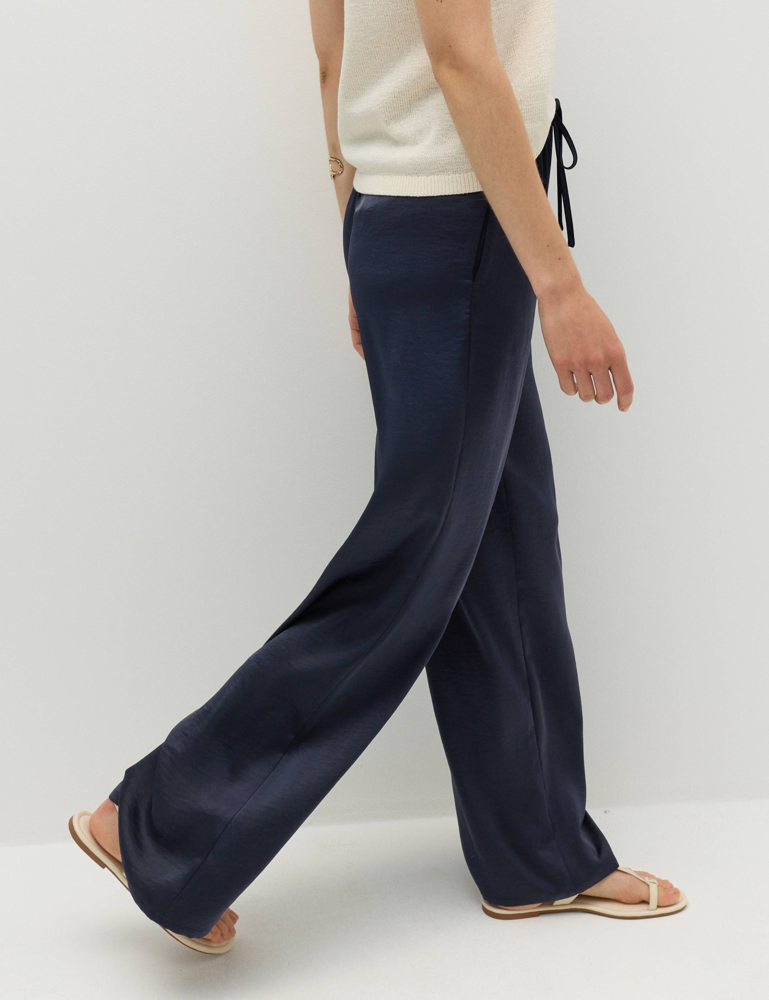 Satin Drawstring Wide Leg Trousers 5 of 6
