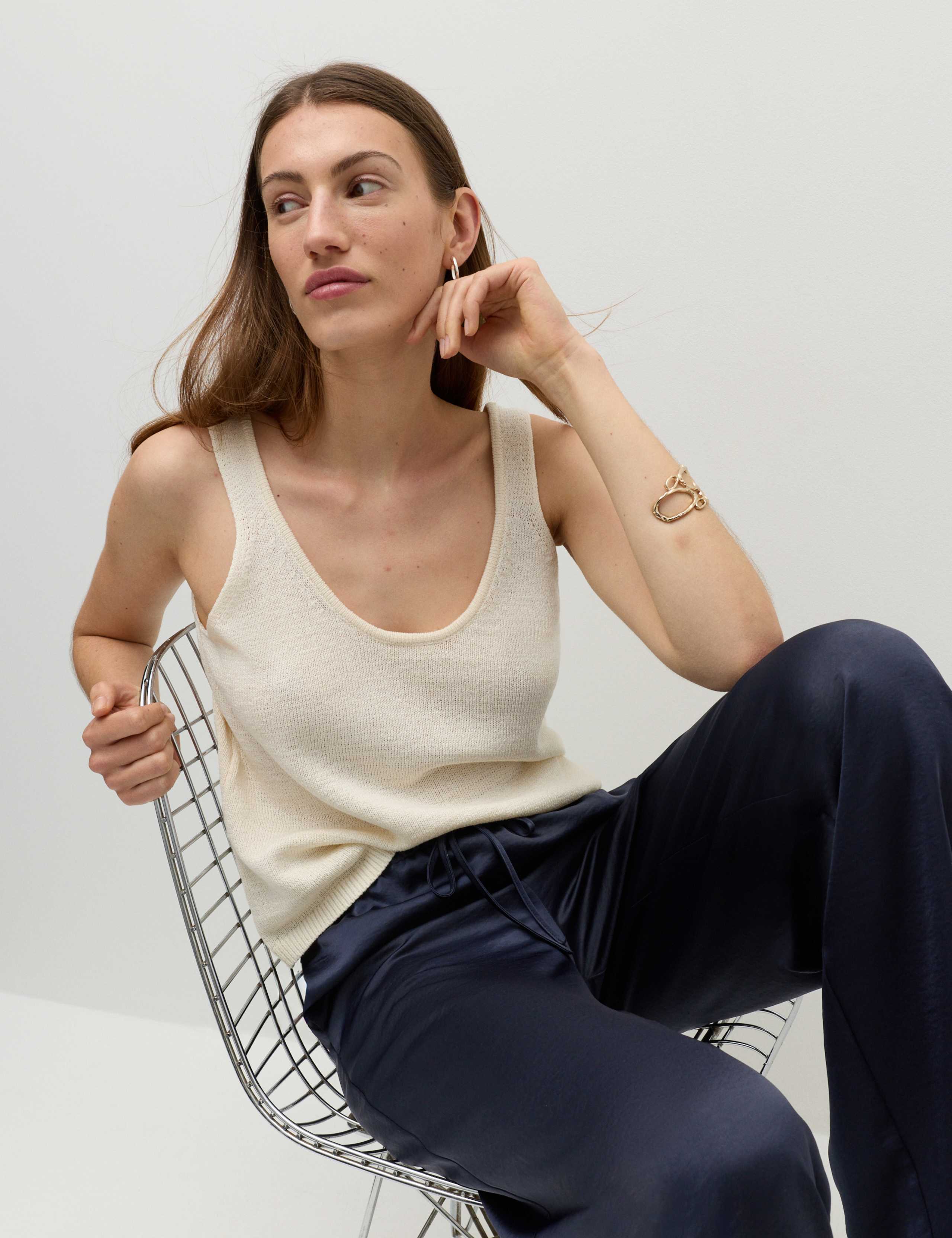 Satin Drawstring Wide Leg Trousers 6 of 6