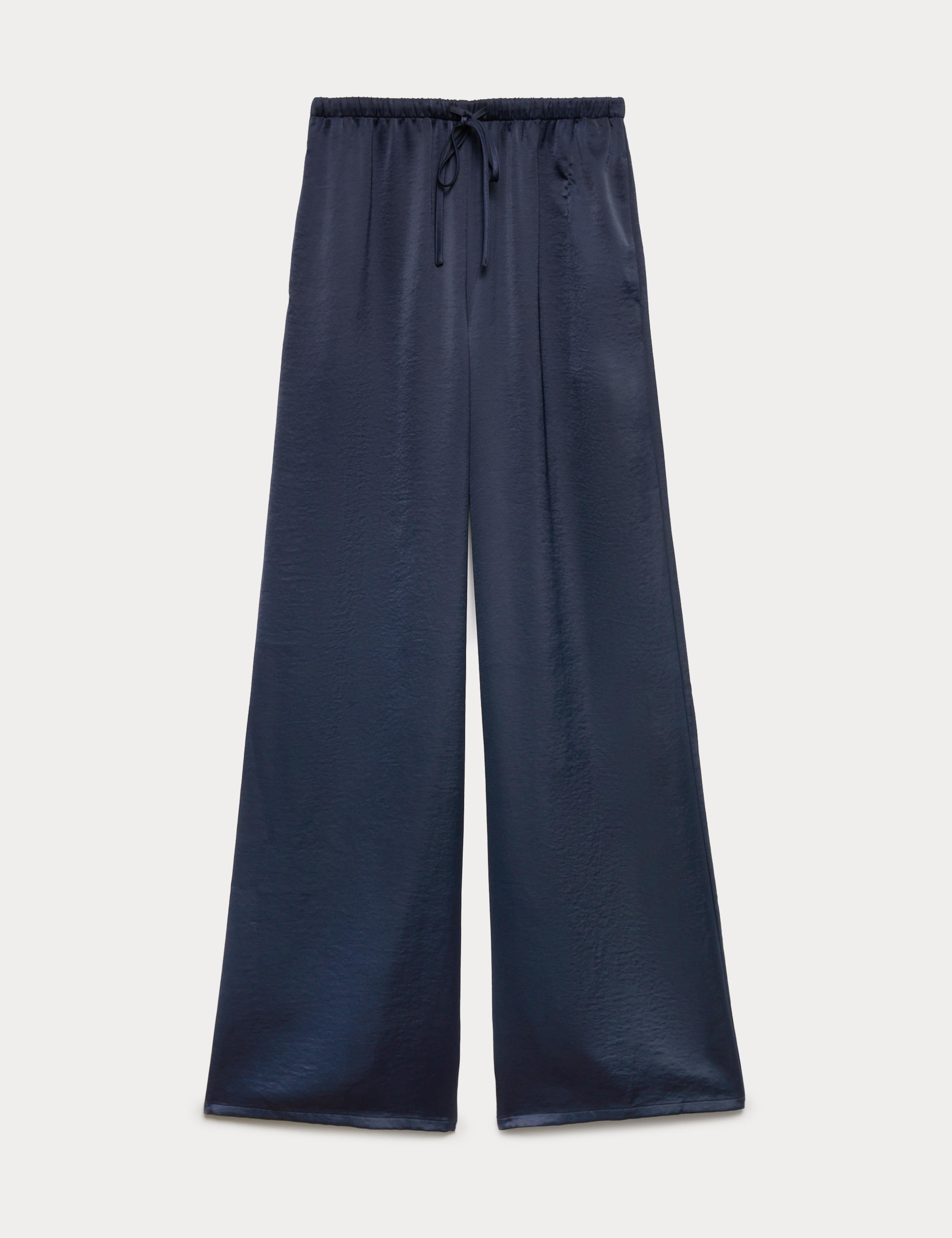 Satin Drawstring Wide Leg Trousers 2 of 6