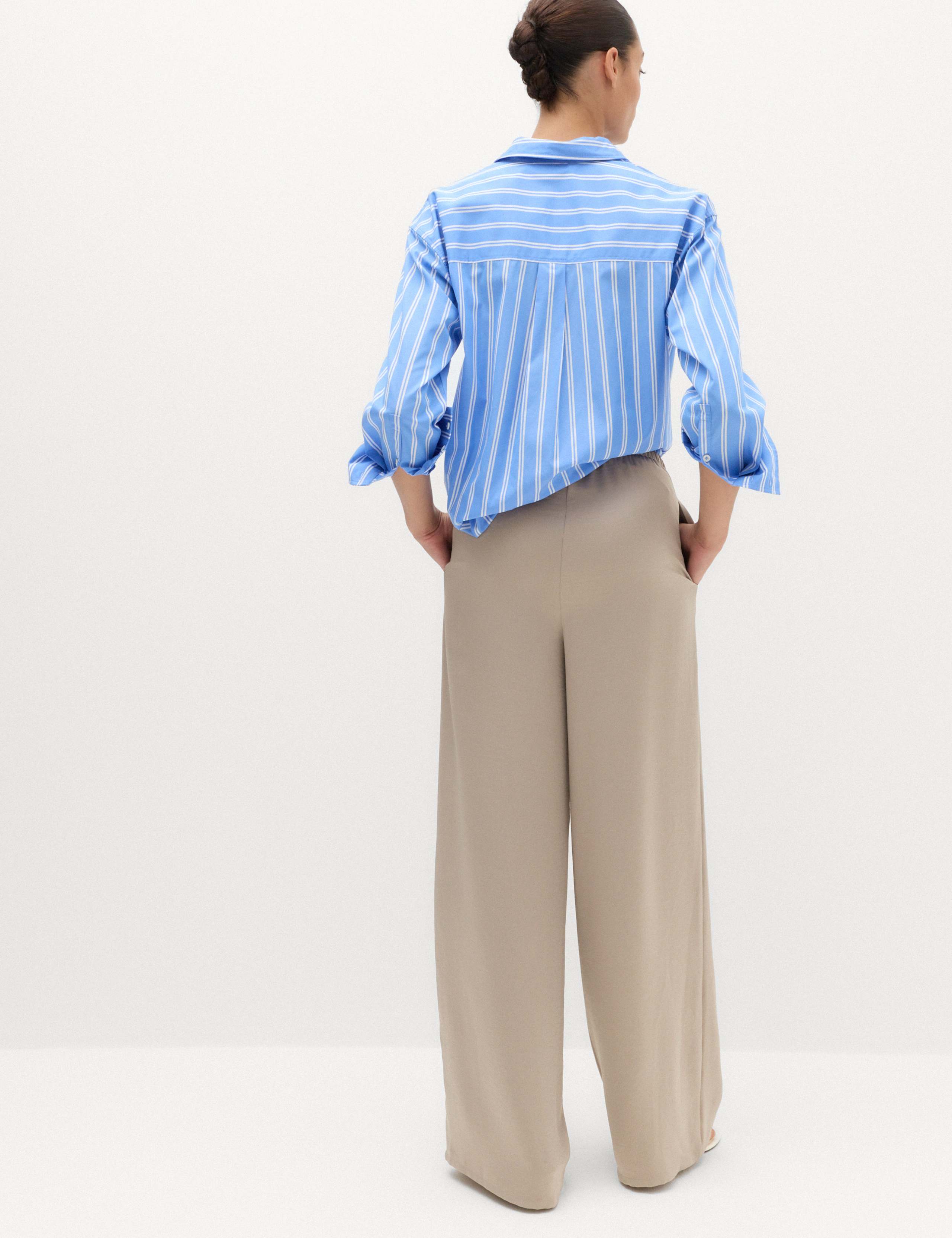 Satin Drawstring Wide Leg Trousers 3 of 5