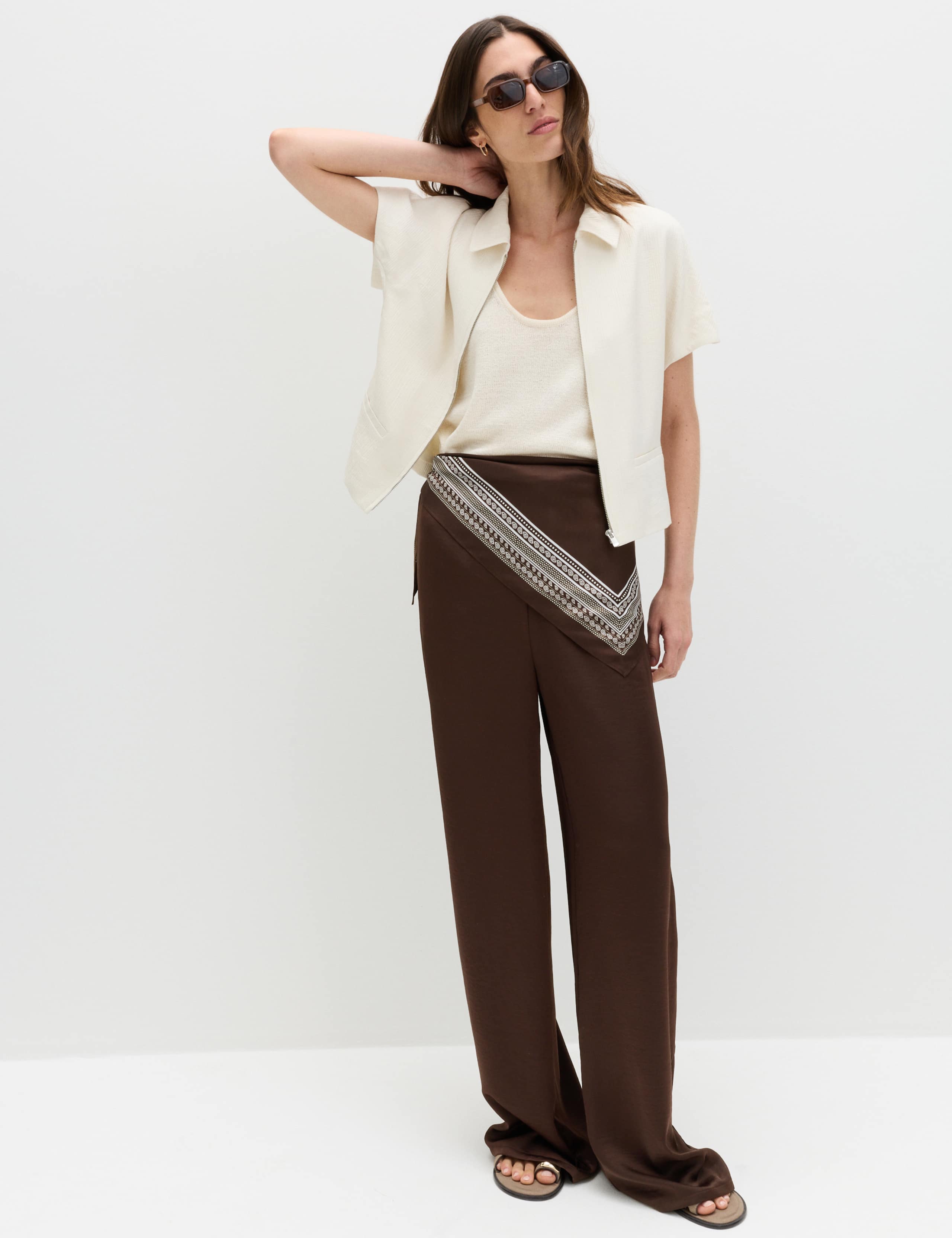 Satin Drawstring Wide Leg Trousers 1 of 6