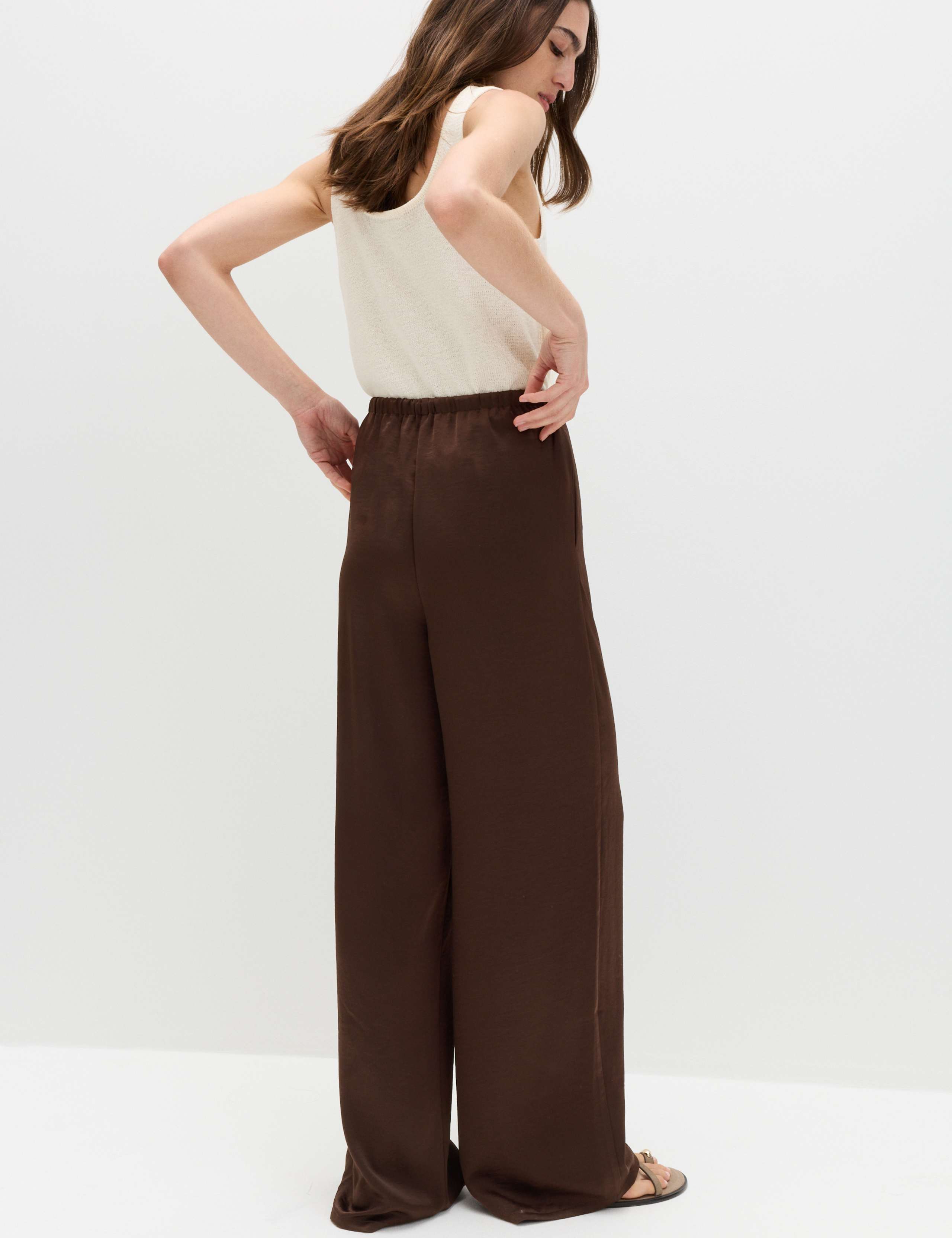 Satin Drawstring Wide Leg Trousers 5 of 6