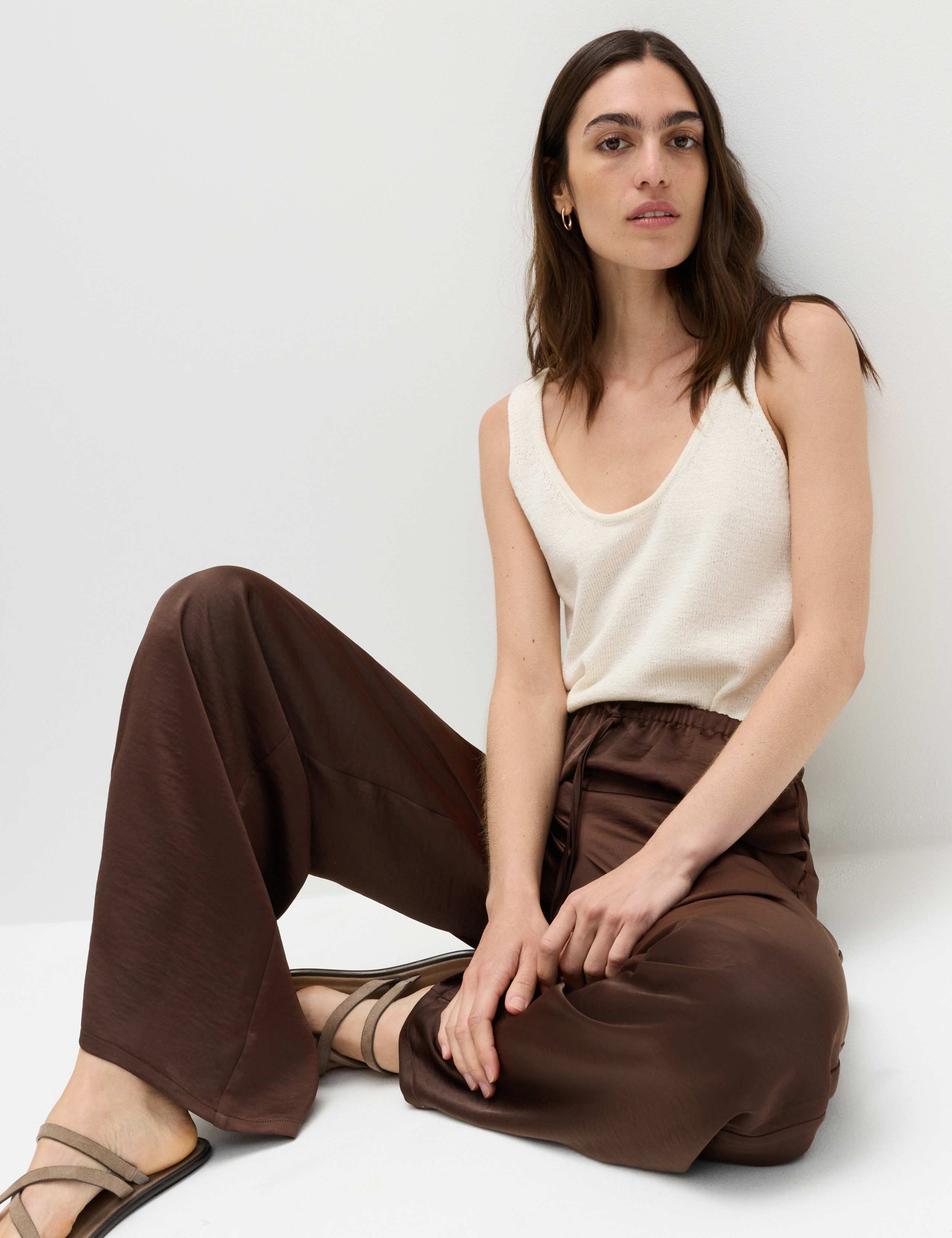Satin Drawstring Wide Leg Trousers 6 of 6