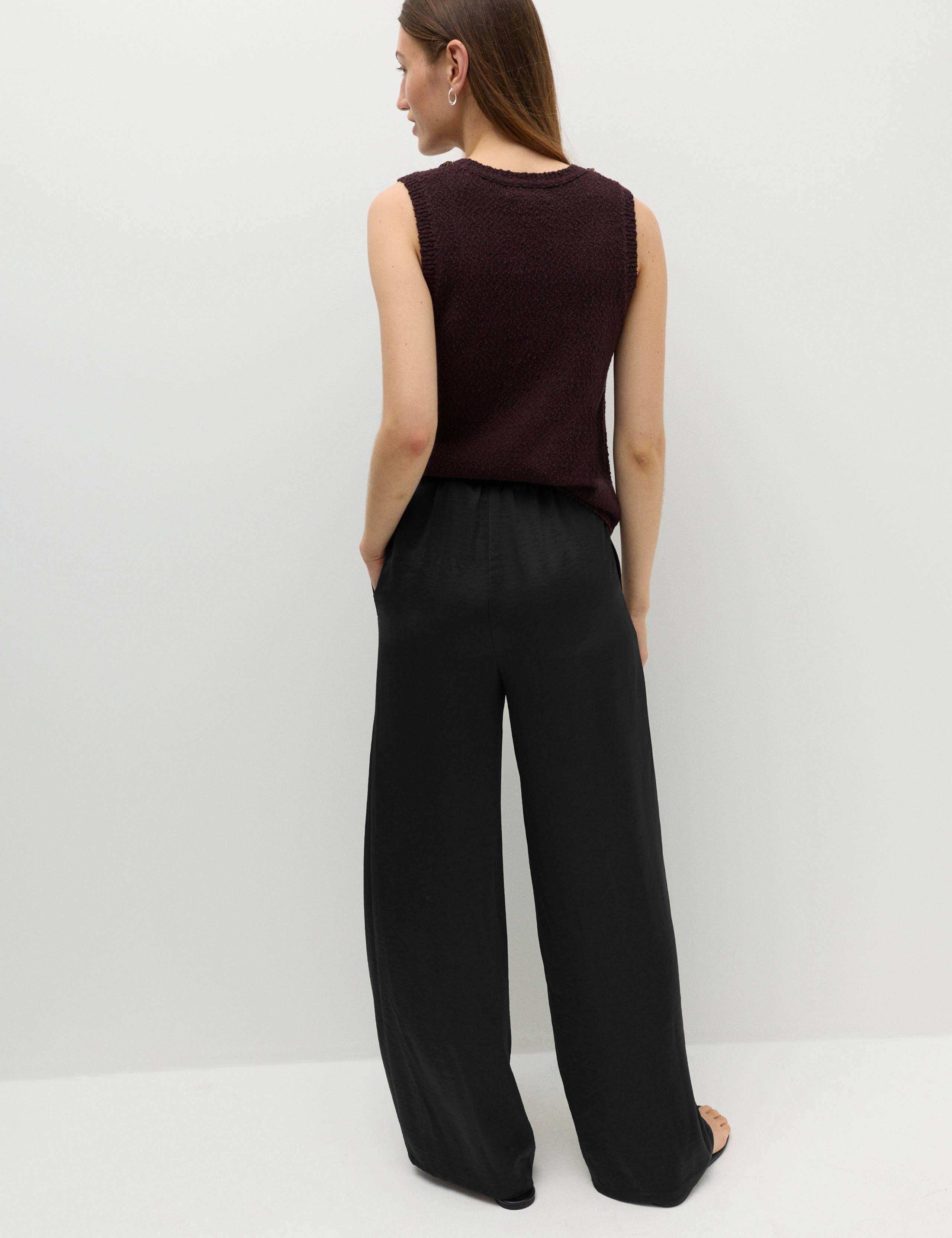 Satin Drawstring Wide Leg Trousers 4 of 6