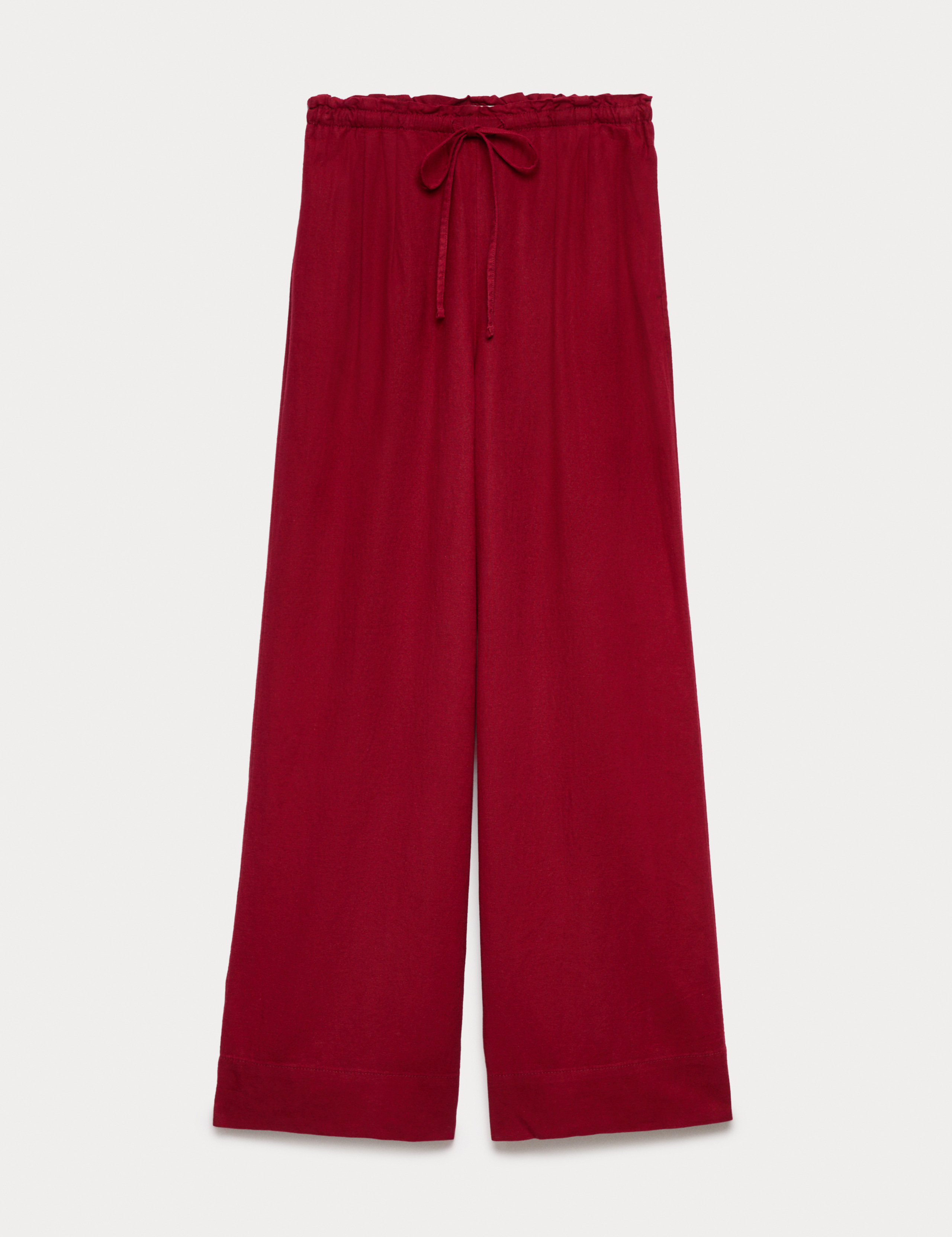 Linen Rich Drawstring Wide Leg Trousers 2 of 7