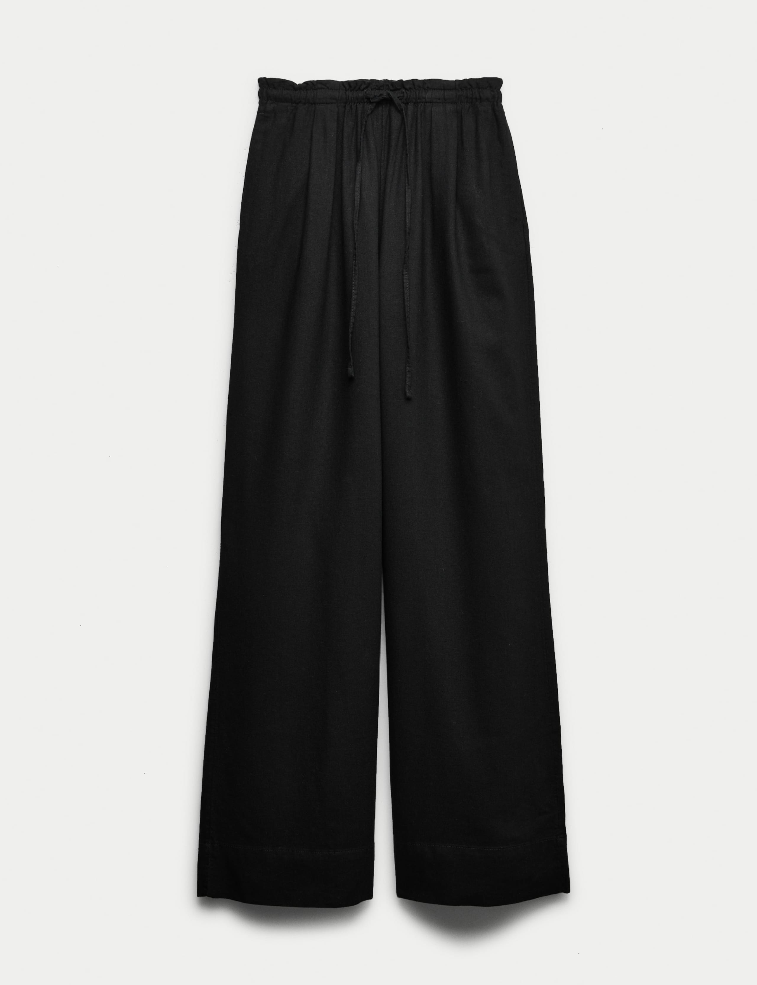 Linen Rich Drawstring Wide Leg Trousers 1 of 1