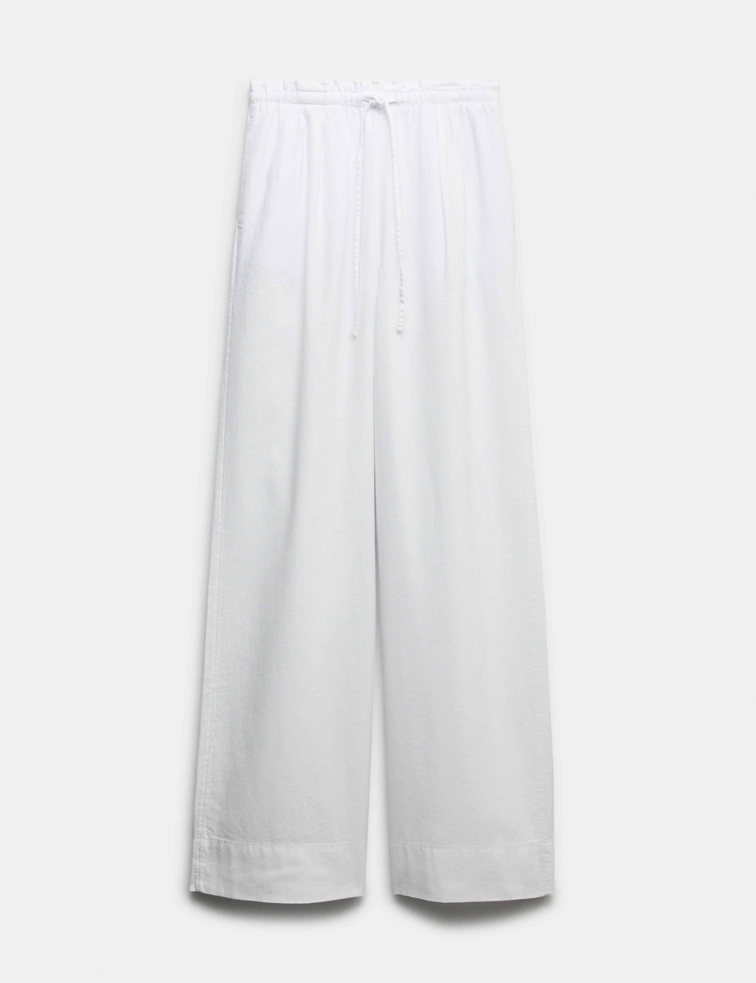 Linen Rich Drawstring Wide Leg Trousers | M&S | M&S