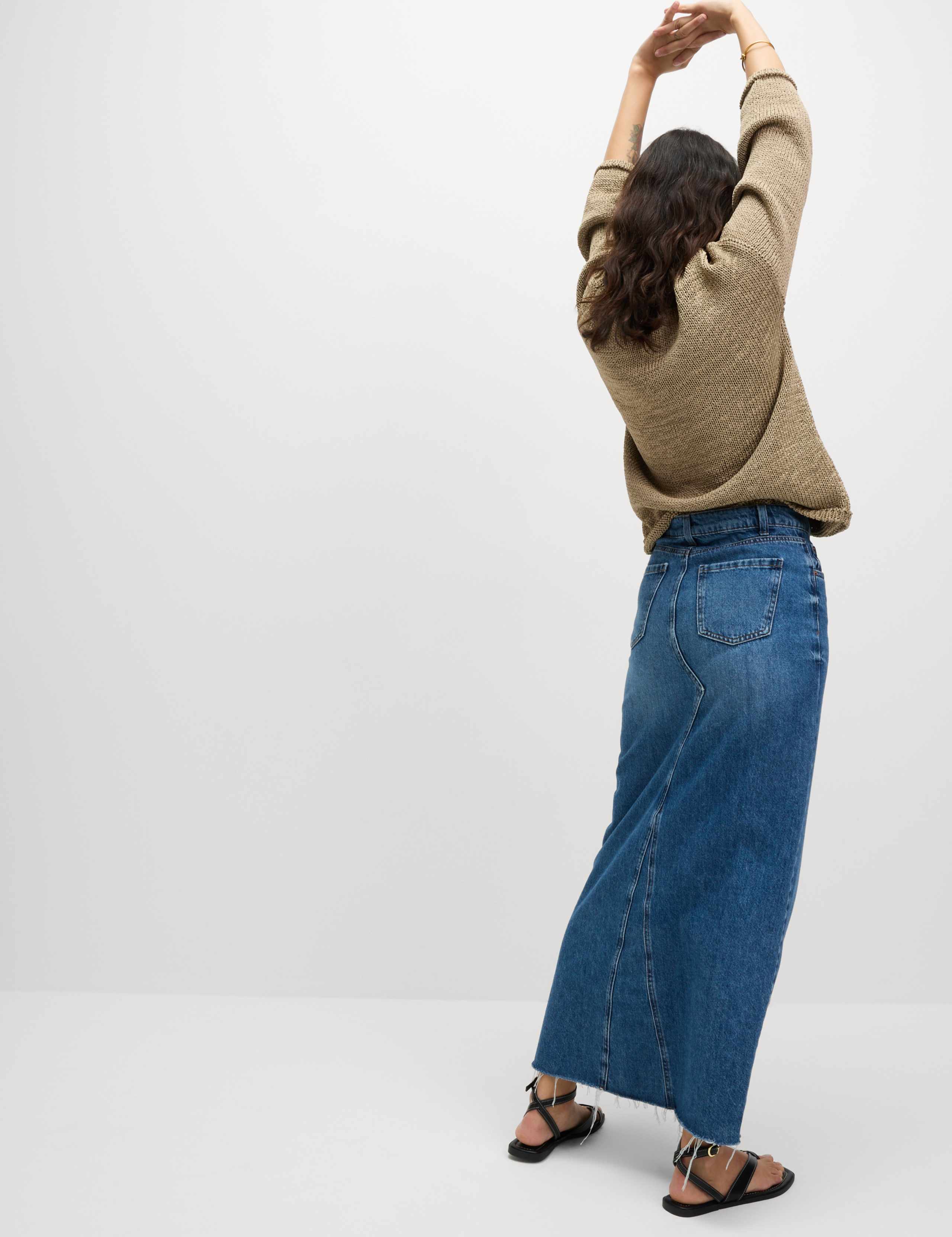 Denim Split Front Maxi Skirt 7 of 7