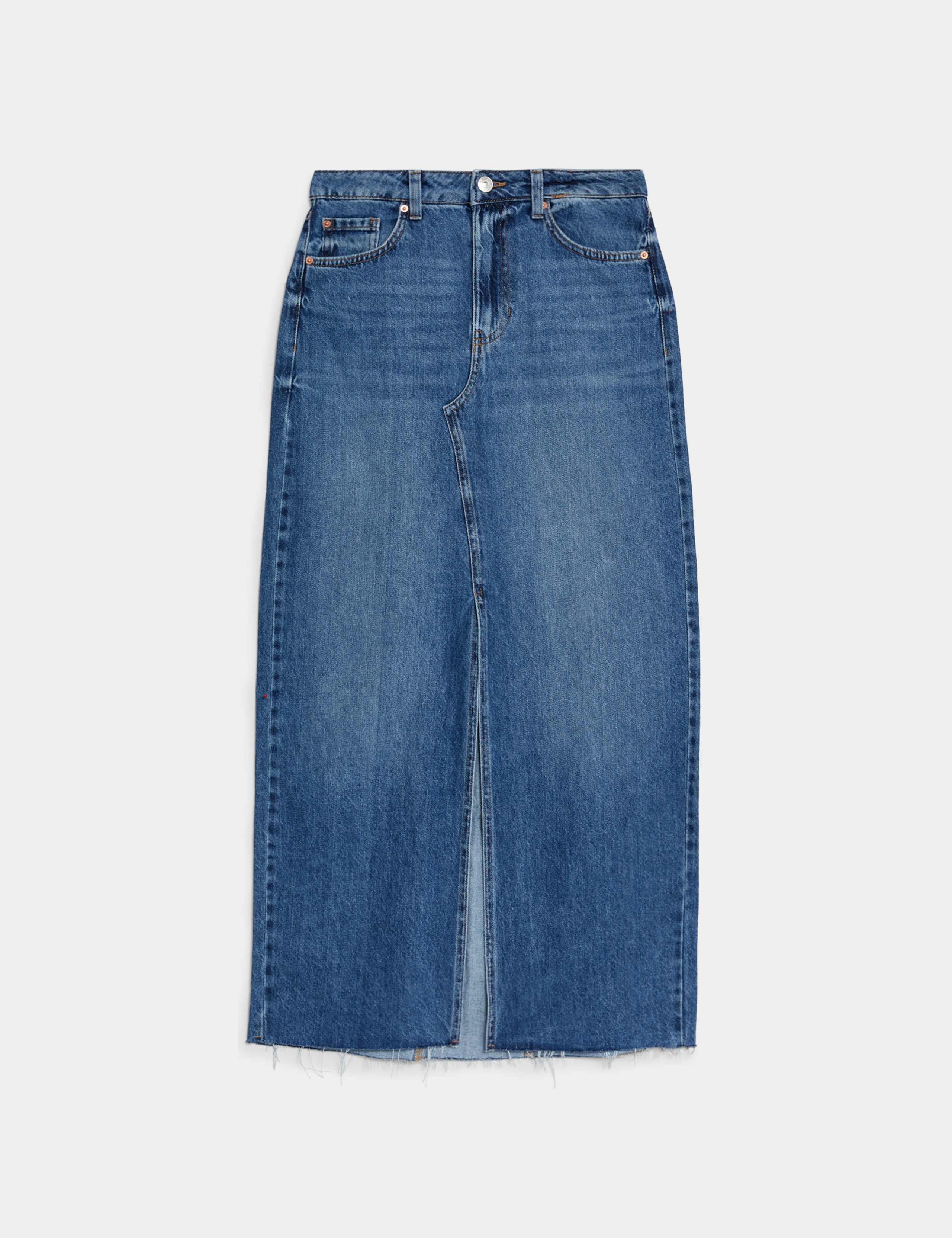 Denim Split Front Maxi Skirt 2 of 7