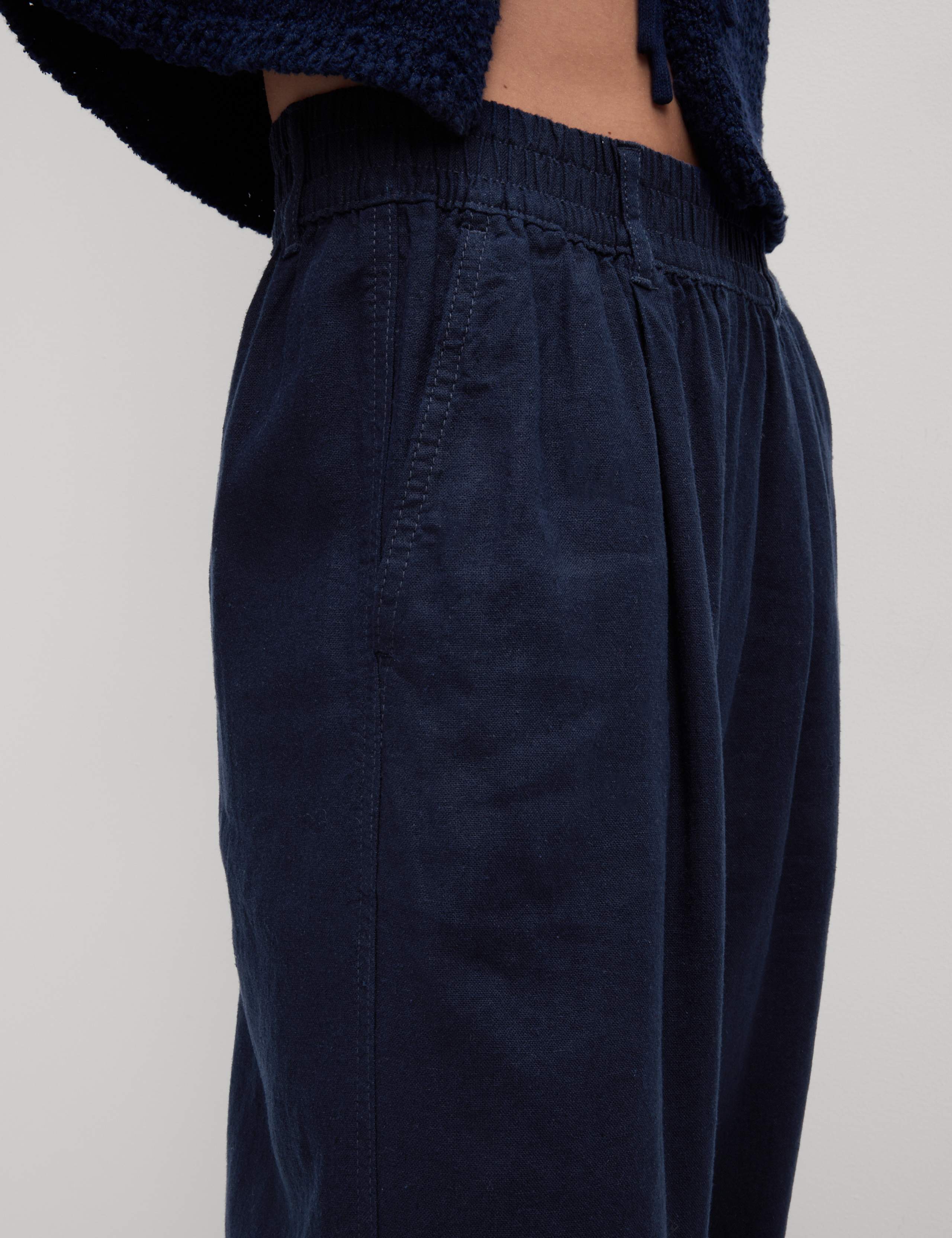 Linen Rich Wide Leg Cropped Trousers 3 of 5