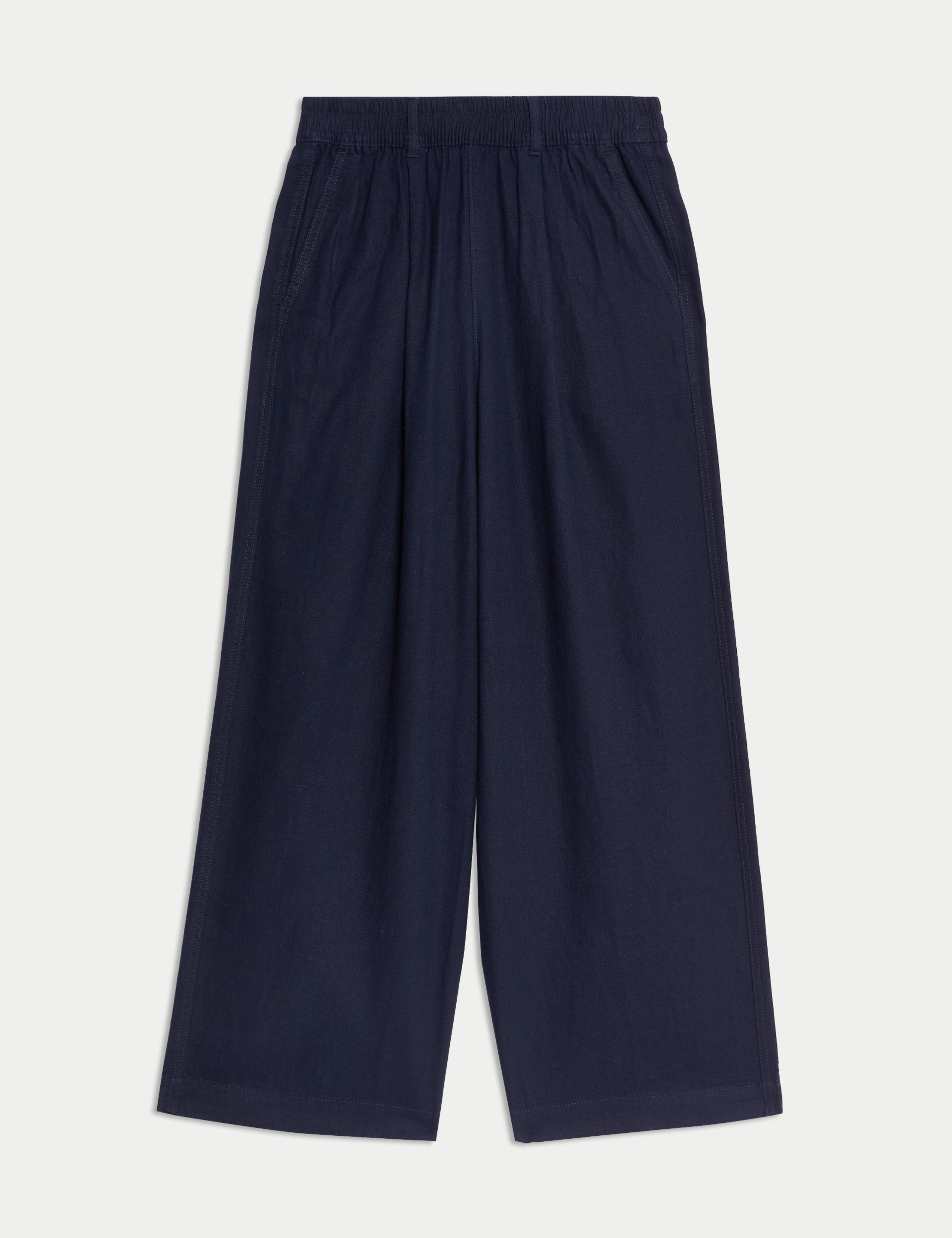 Linen Rich Wide Leg Cropped Trousers 2 of 5