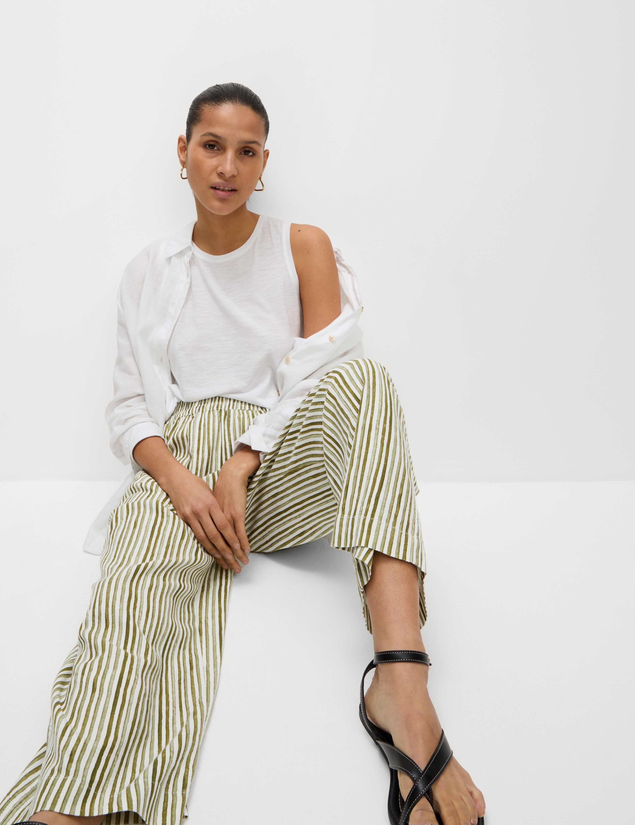 Linen Rich Wide Leg Cropped Trousers 5 of 5